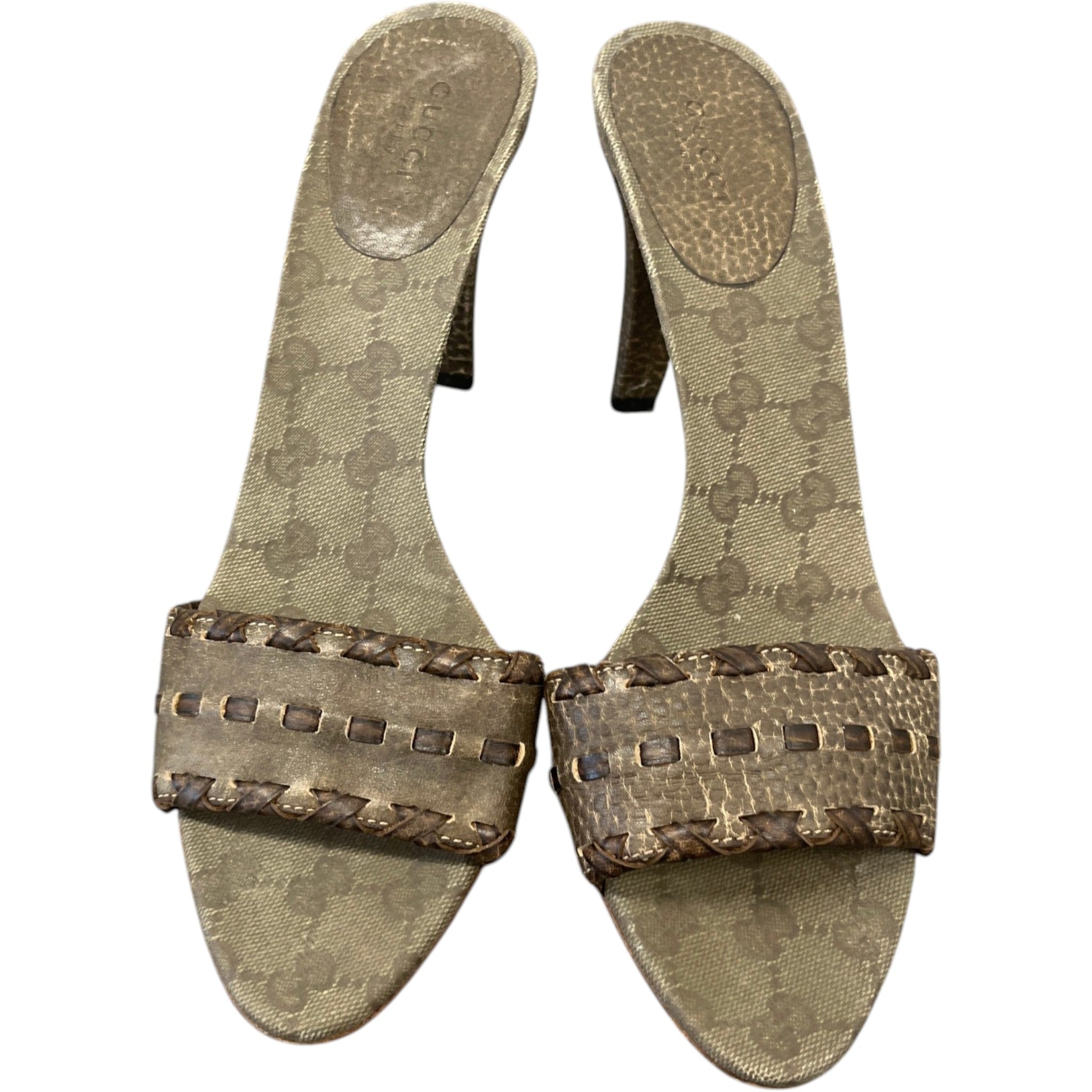 Women's Woven Leather Heels Beige Size EU 40 / UK 7