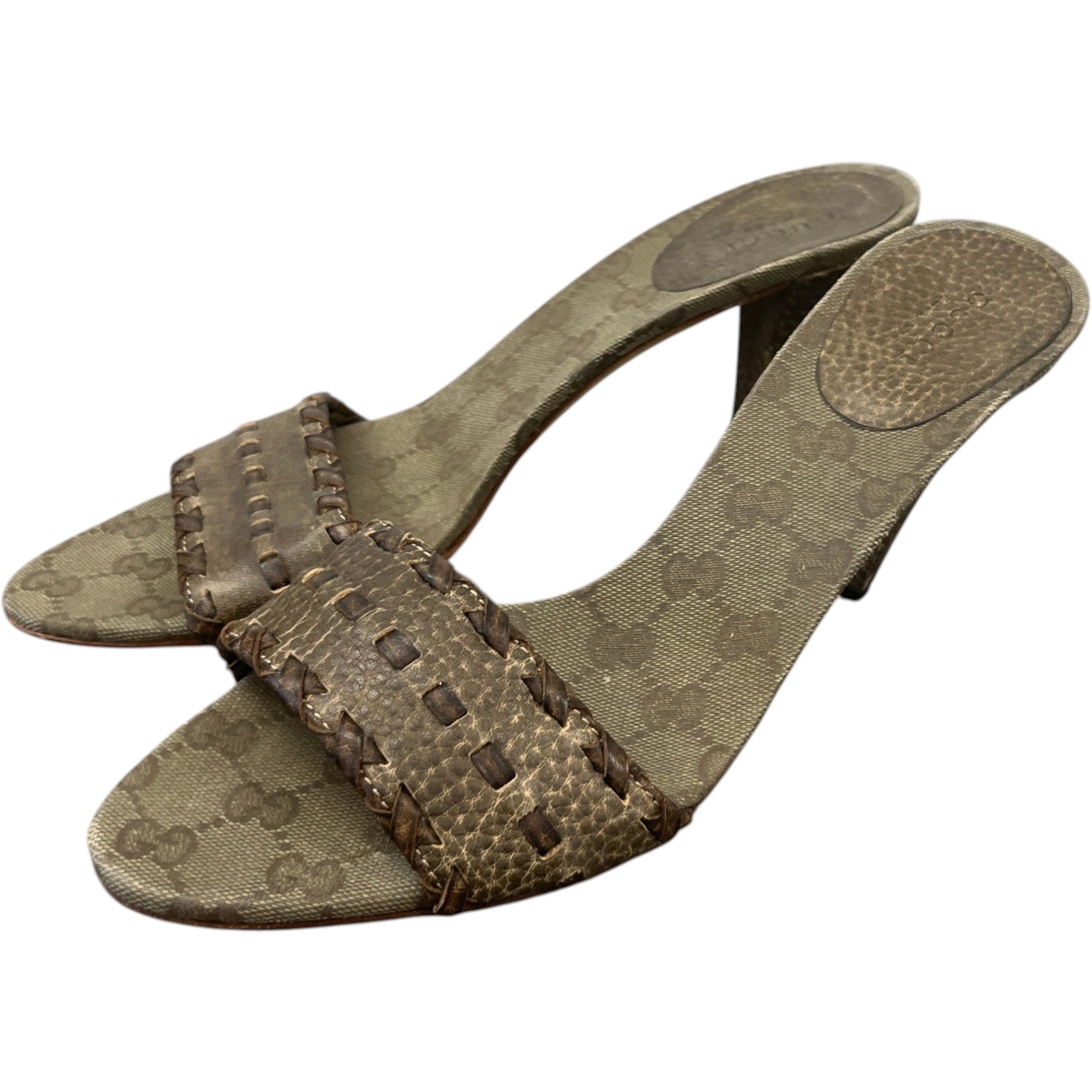 Women's Woven Leather Heels Beige Size EU 40 / UK 7