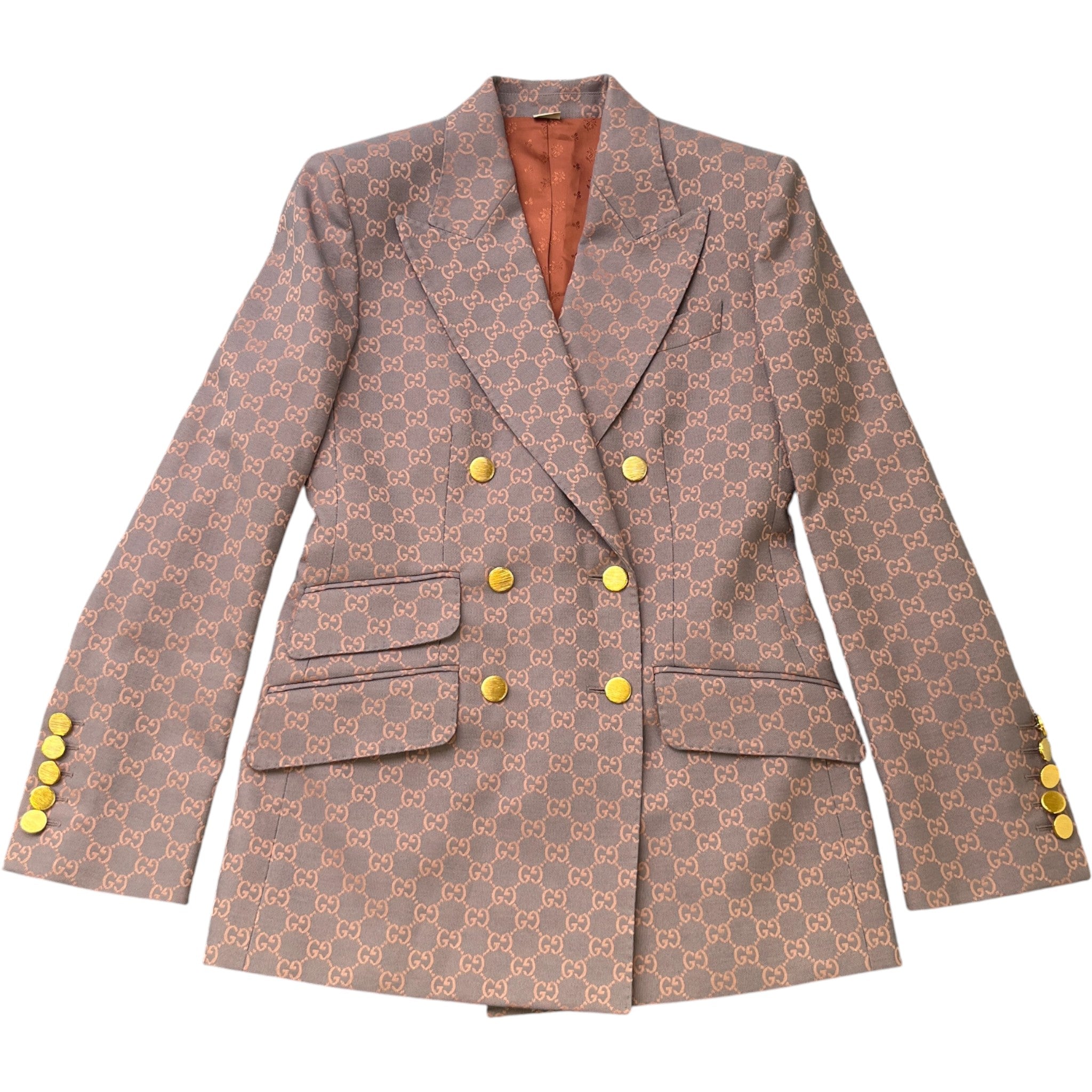 Women's Gg Jacquard Double Breasted Blazer Jacket Pink Size IT 40 / UK 8