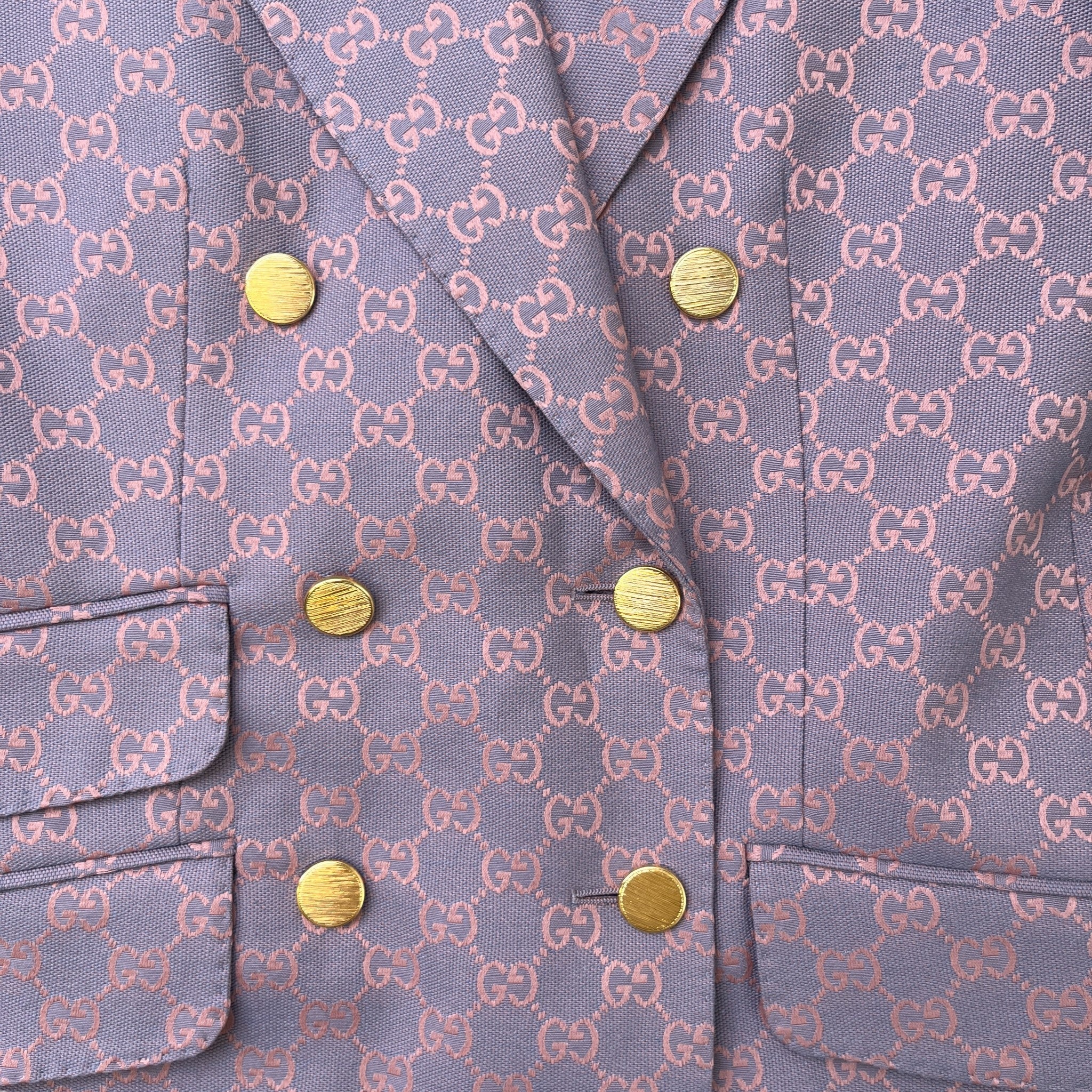 Women's Gg Jacquard Double Breasted Blazer Jacket Pink Size IT 40 / UK 8