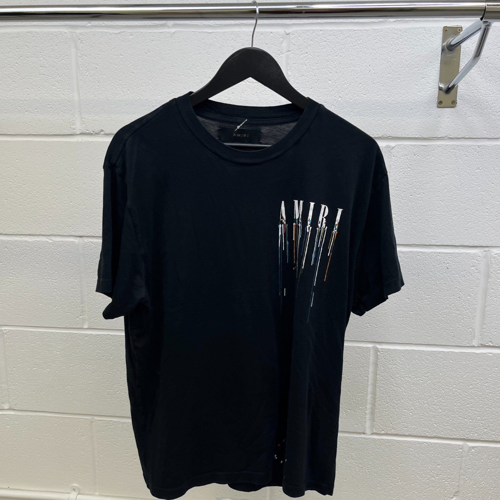 Men's Paint Drip T-Shirt Black Size M