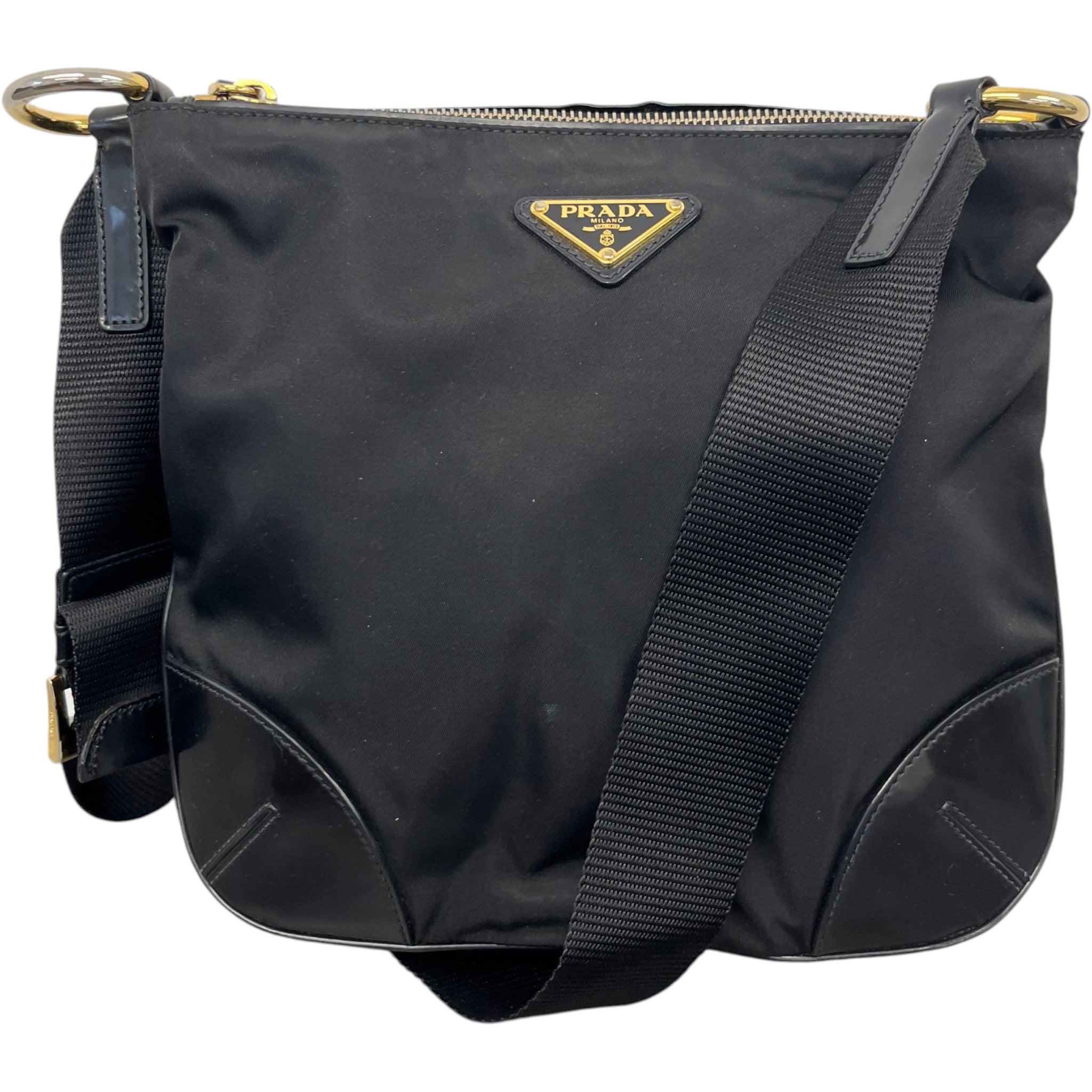 Women's Vitello Trimmed Tessuto Crossbody Bag Black