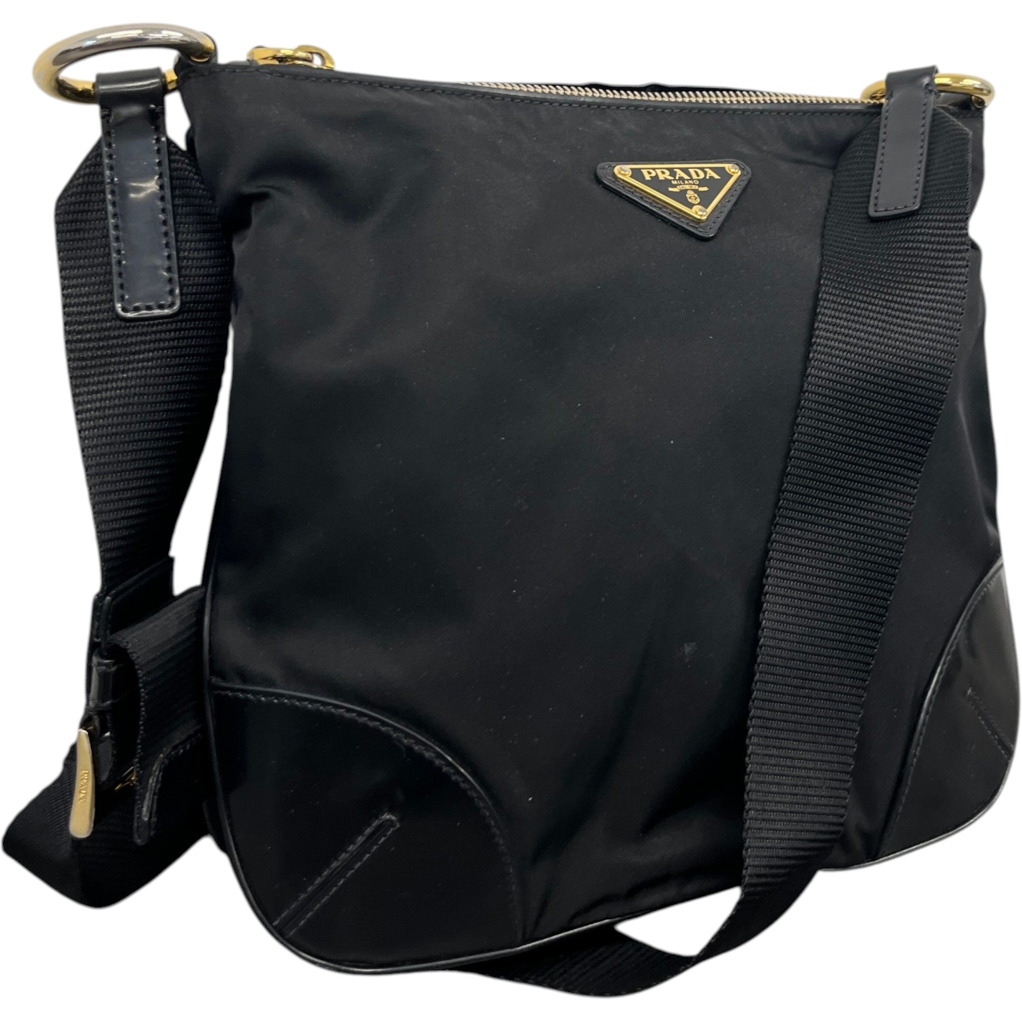Women's Vitello Trimmed Tessuto Crossbody Bag Black