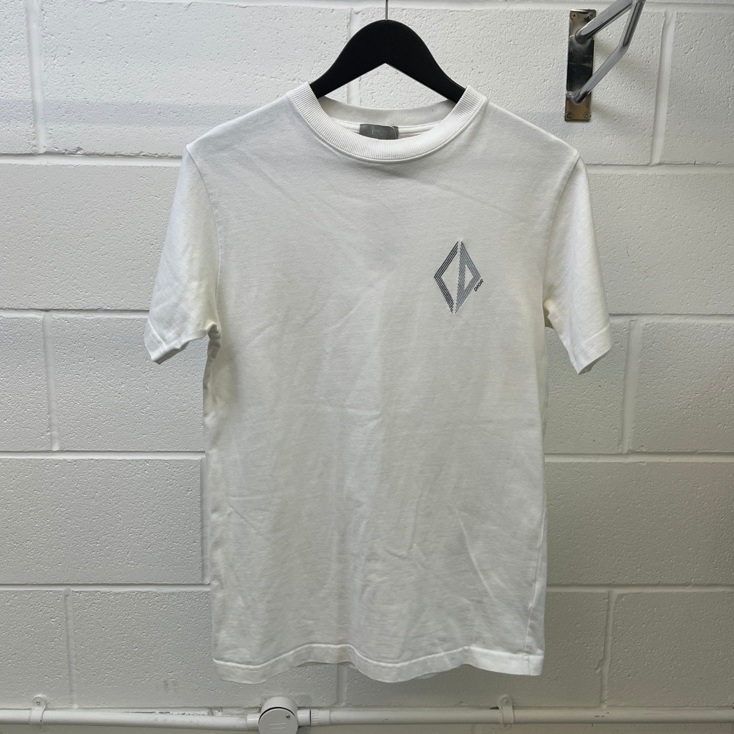 Men's Embroidered Logo T-Shirt White Size XXS