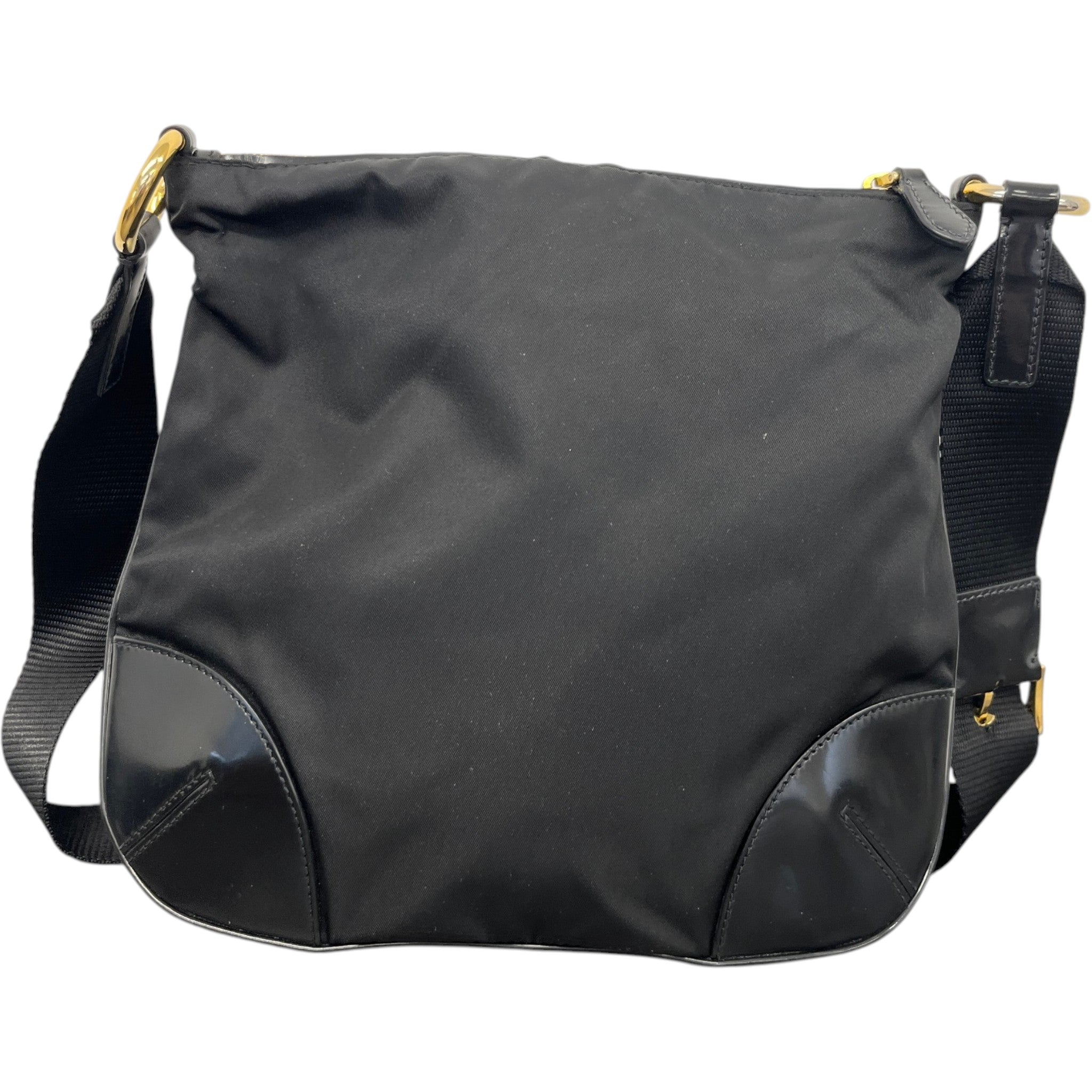 Women's Vitello Trimmed Tessuto Crossbody Bag Black