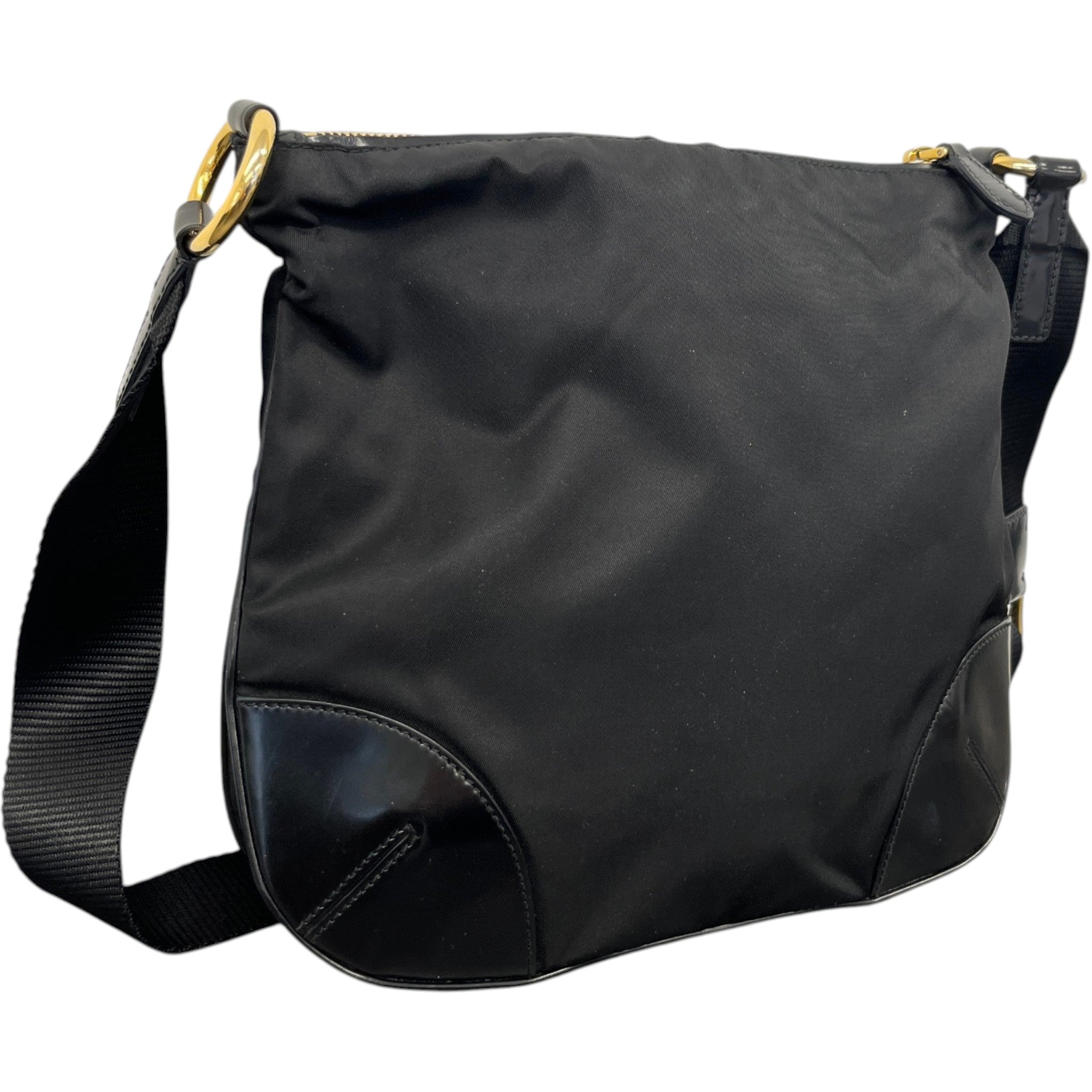 Women's Vitello Trimmed Tessuto Crossbody Bag Black