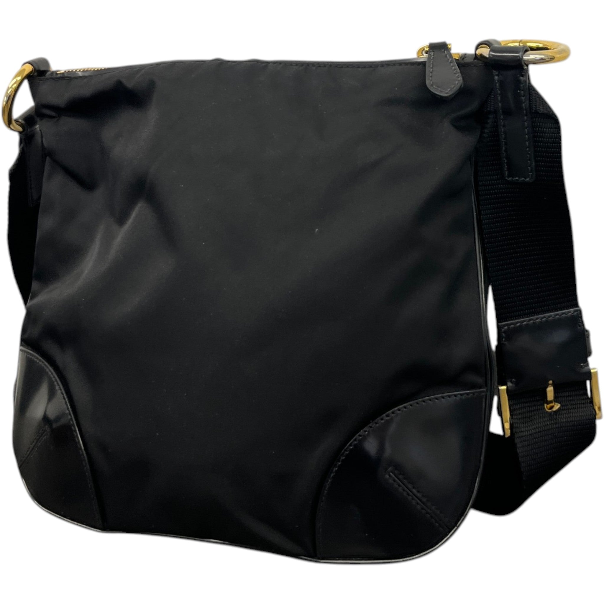 Women's Vitello Trimmed Tessuto Crossbody Bag Black