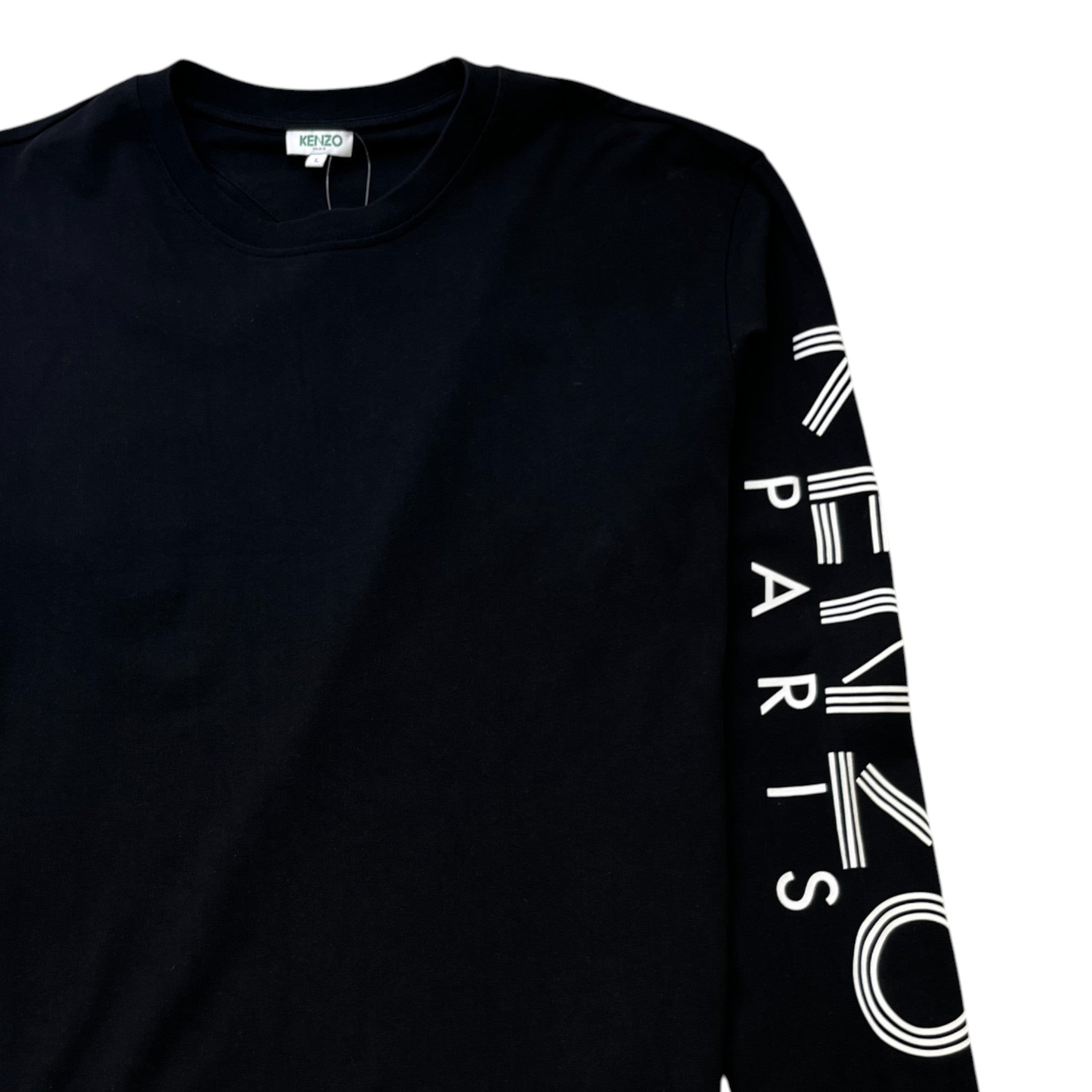 Men's Logo Print Long Sleeve T-Shirt Black Size L