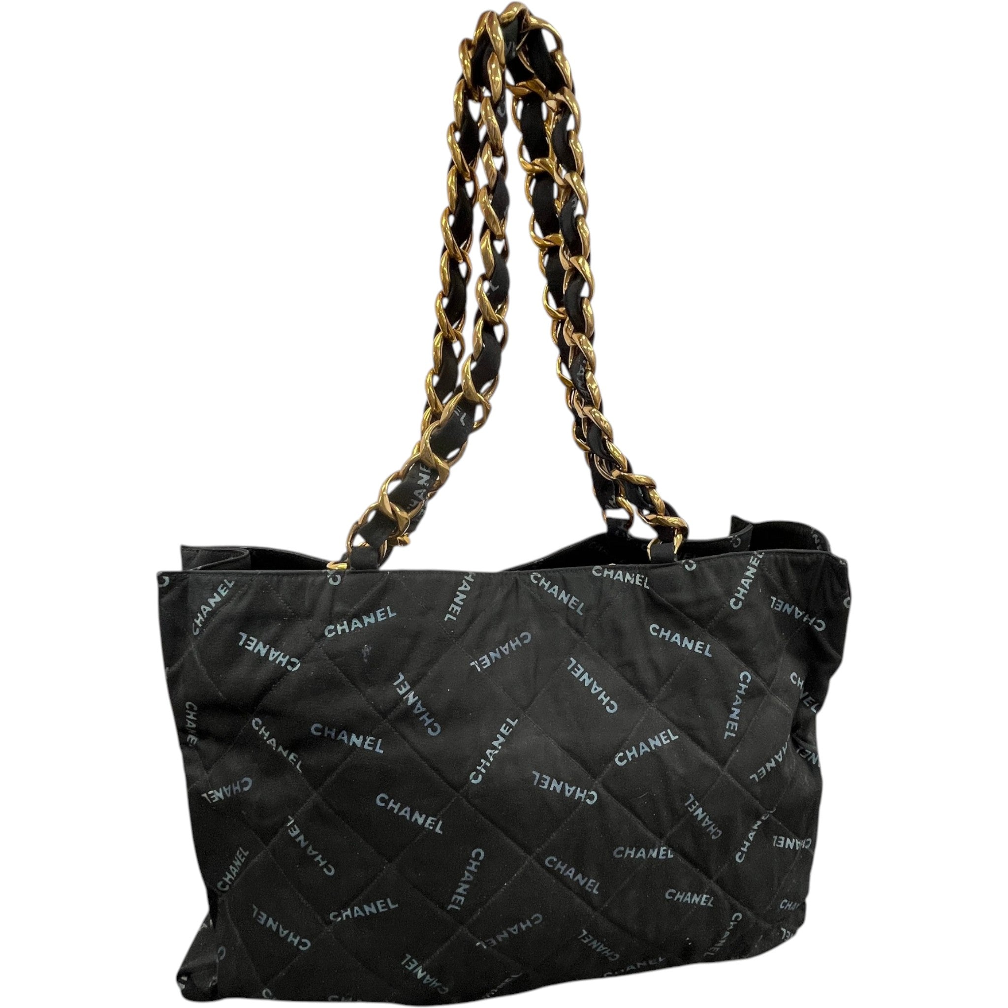 Women's Logo Chain Tote Bag Black