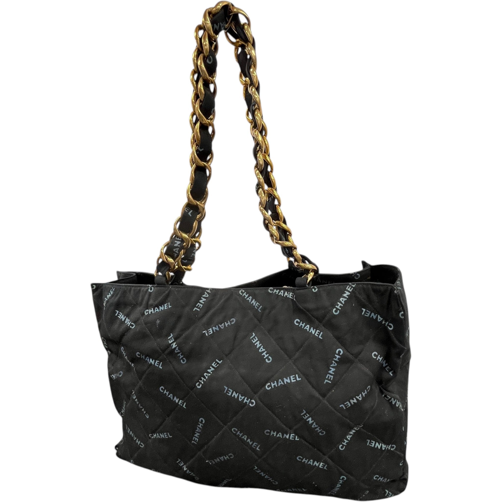 Women's Logo Chain Tote Bag Black