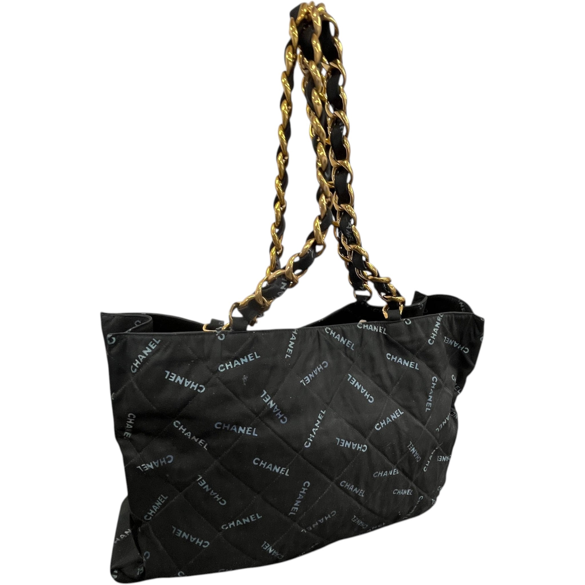Women's Logo Chain Tote Bag Black