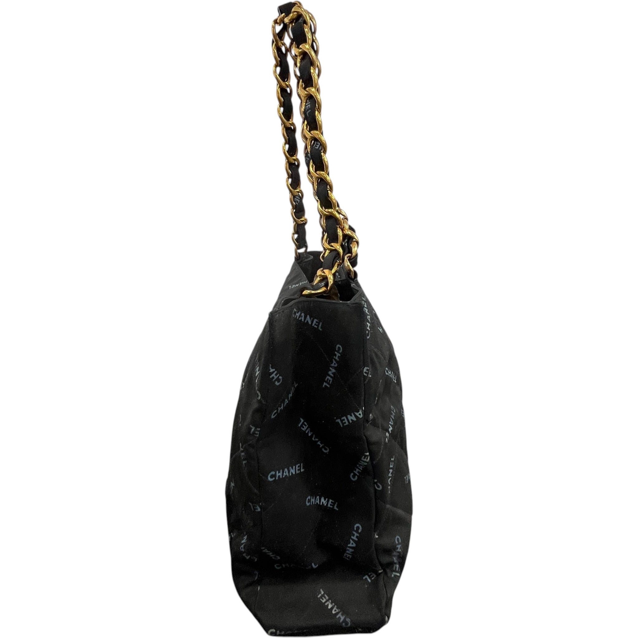 Women's Logo Chain Tote Bag Black