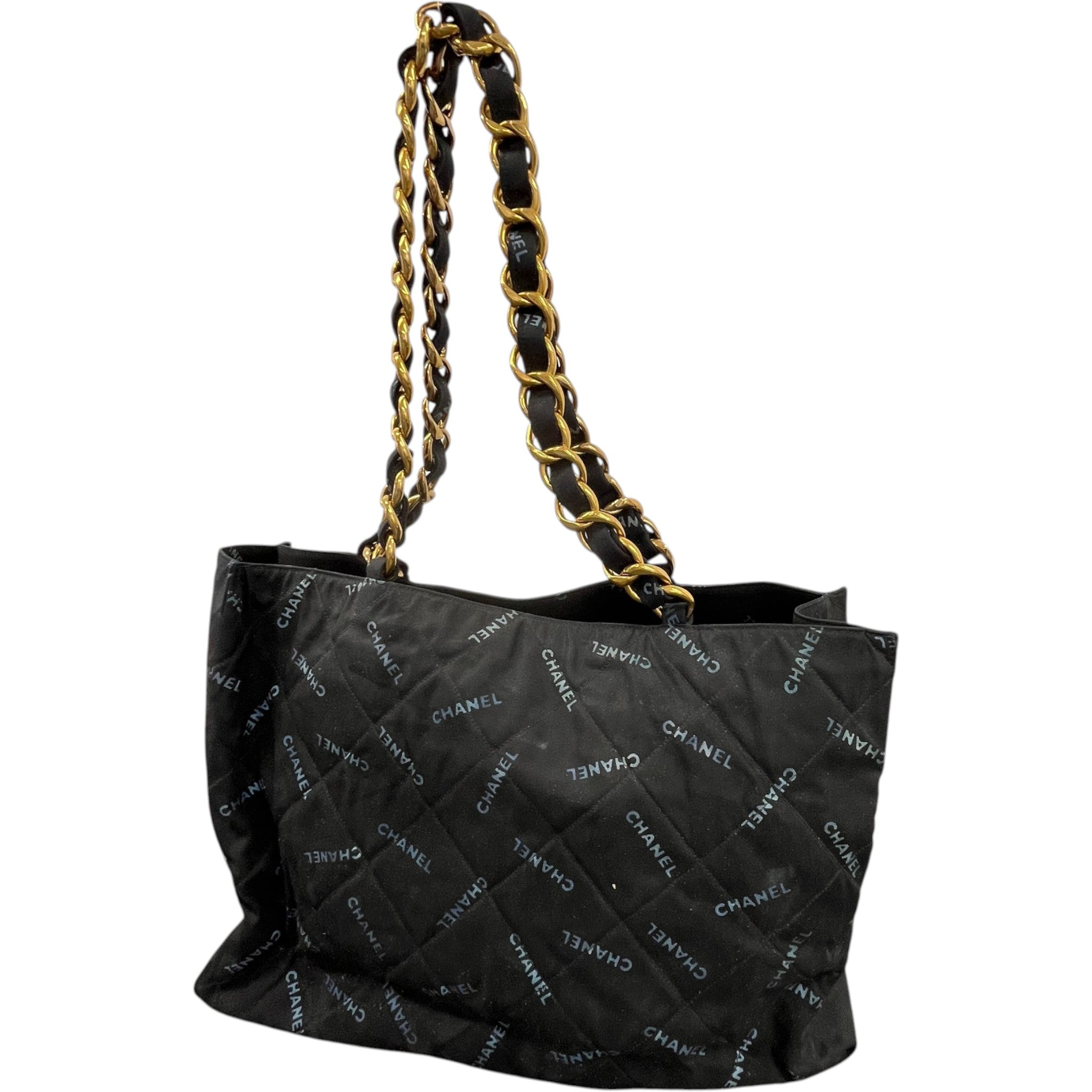 Women's Logo Chain Tote Bag Black