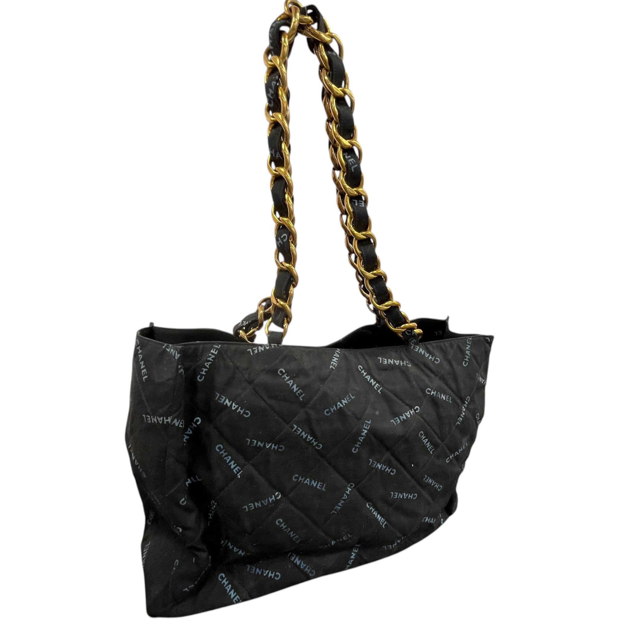 Women's Logo Chain Tote Bag Black