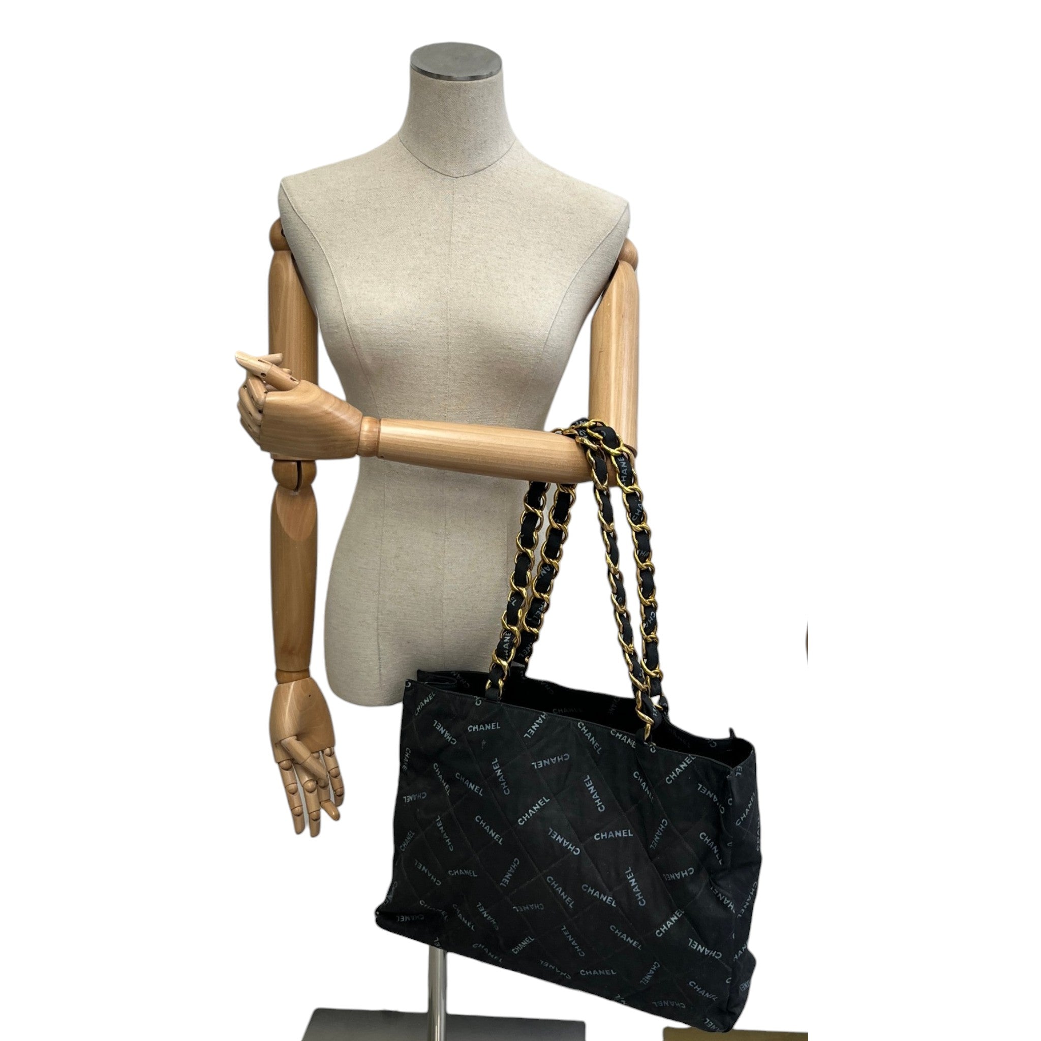 Women's Logo Chain Tote Bag Black