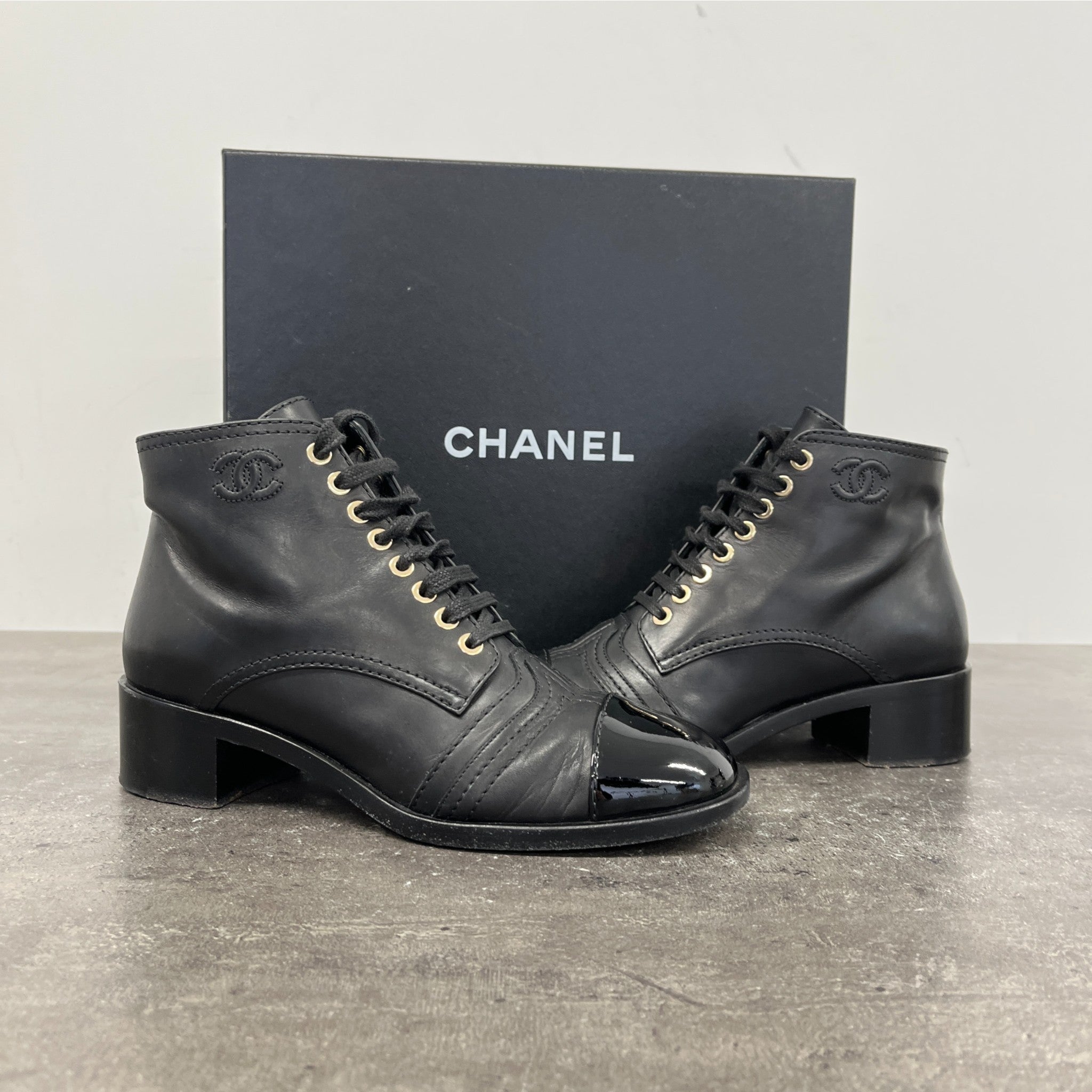 Women's Cc Lace Up Cap Ankle Boots Black Size EU 37.5 / UK 4.5