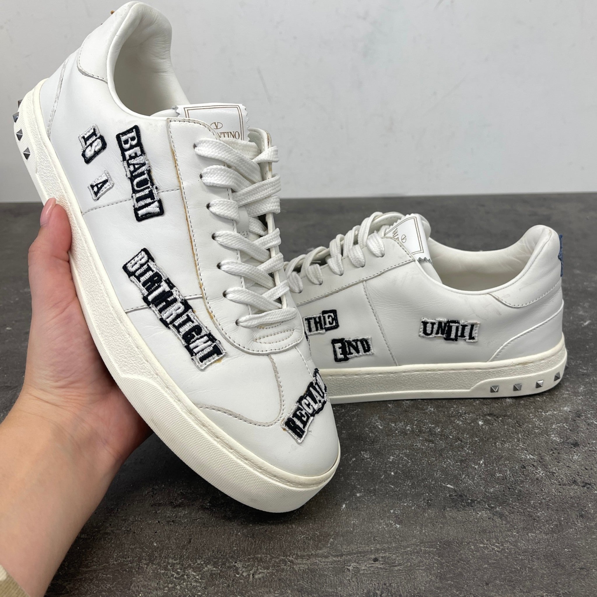 Men's X Jamie Reid Fly Crew Punk Poem Low Trainers White Size EU 41 / UK 7