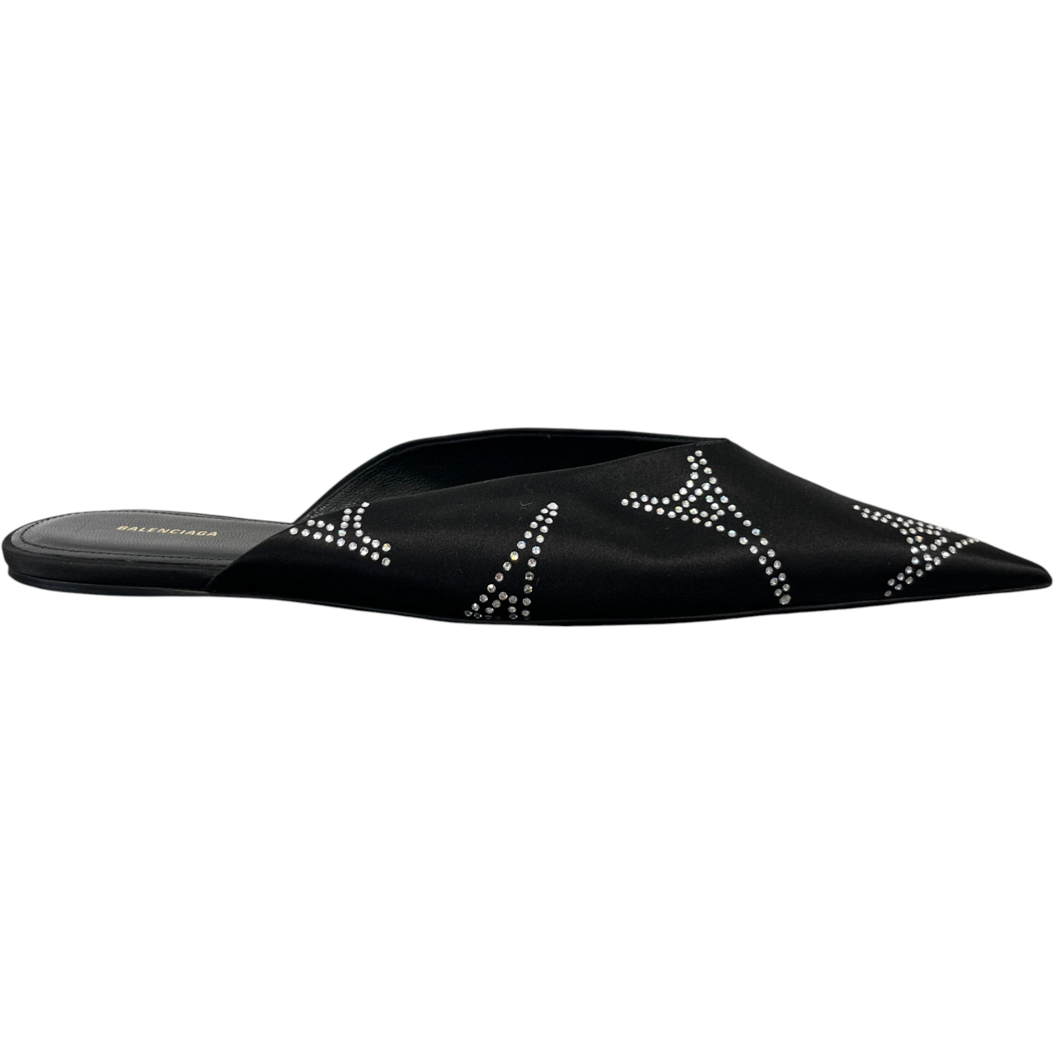 Women's Knife Satin Rhinestone Eiffel Tower Mules Black Size EU 38.5 / UK 5.5