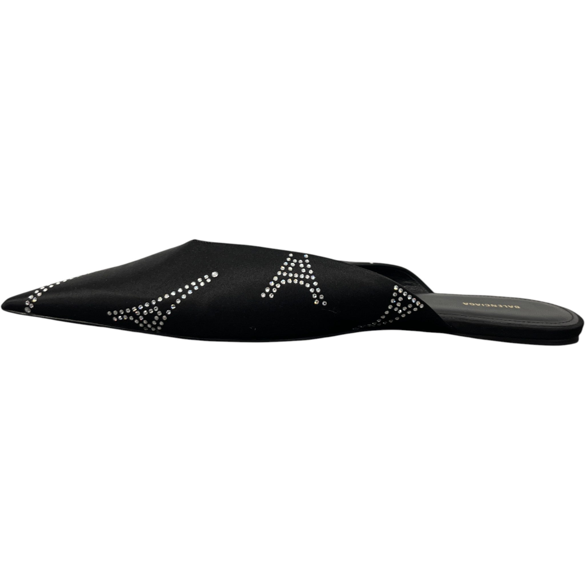 Women's Knife Satin Rhinestone Eiffel Tower Mules Black Size EU 38.5 / UK 5.5