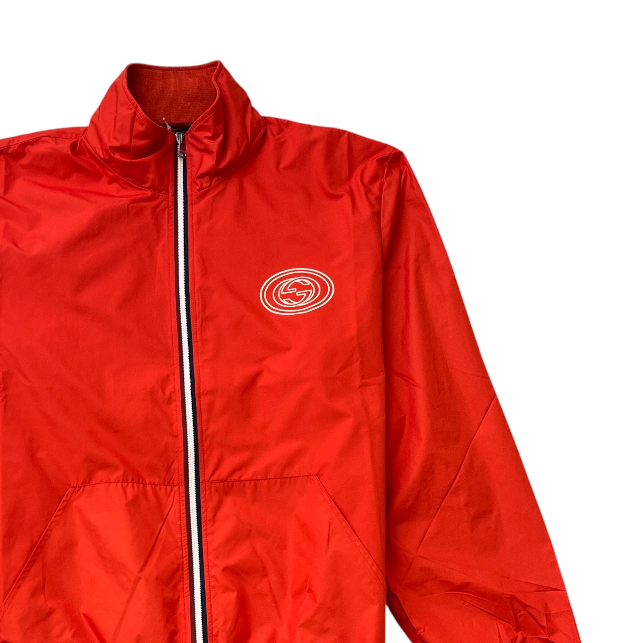 Men's Gg Logo Print Windbreaker Red Size XL