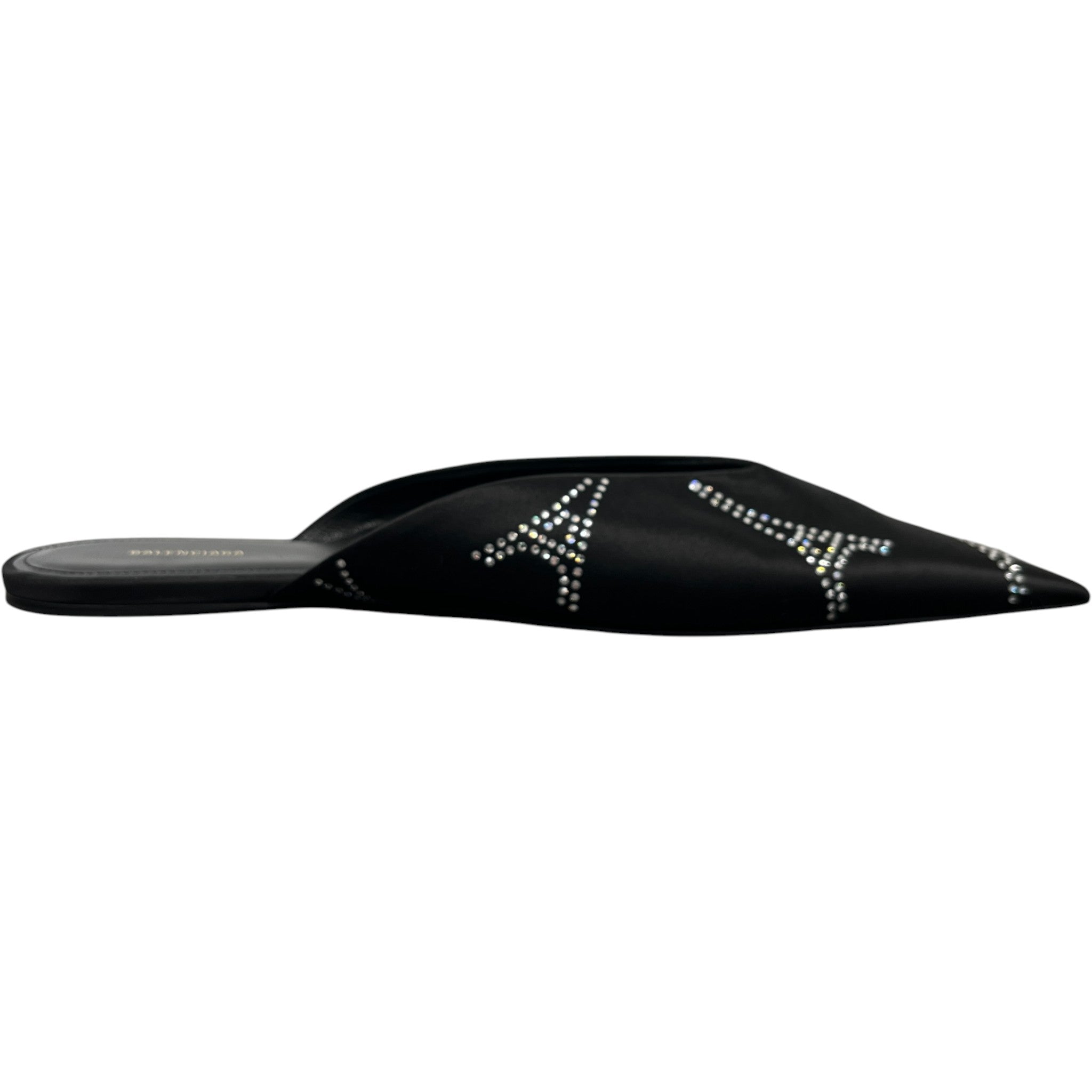 Women's Knife Satin Rhinestone Eiffel Tower Mules Black Size EU 38.5 / UK 5.5