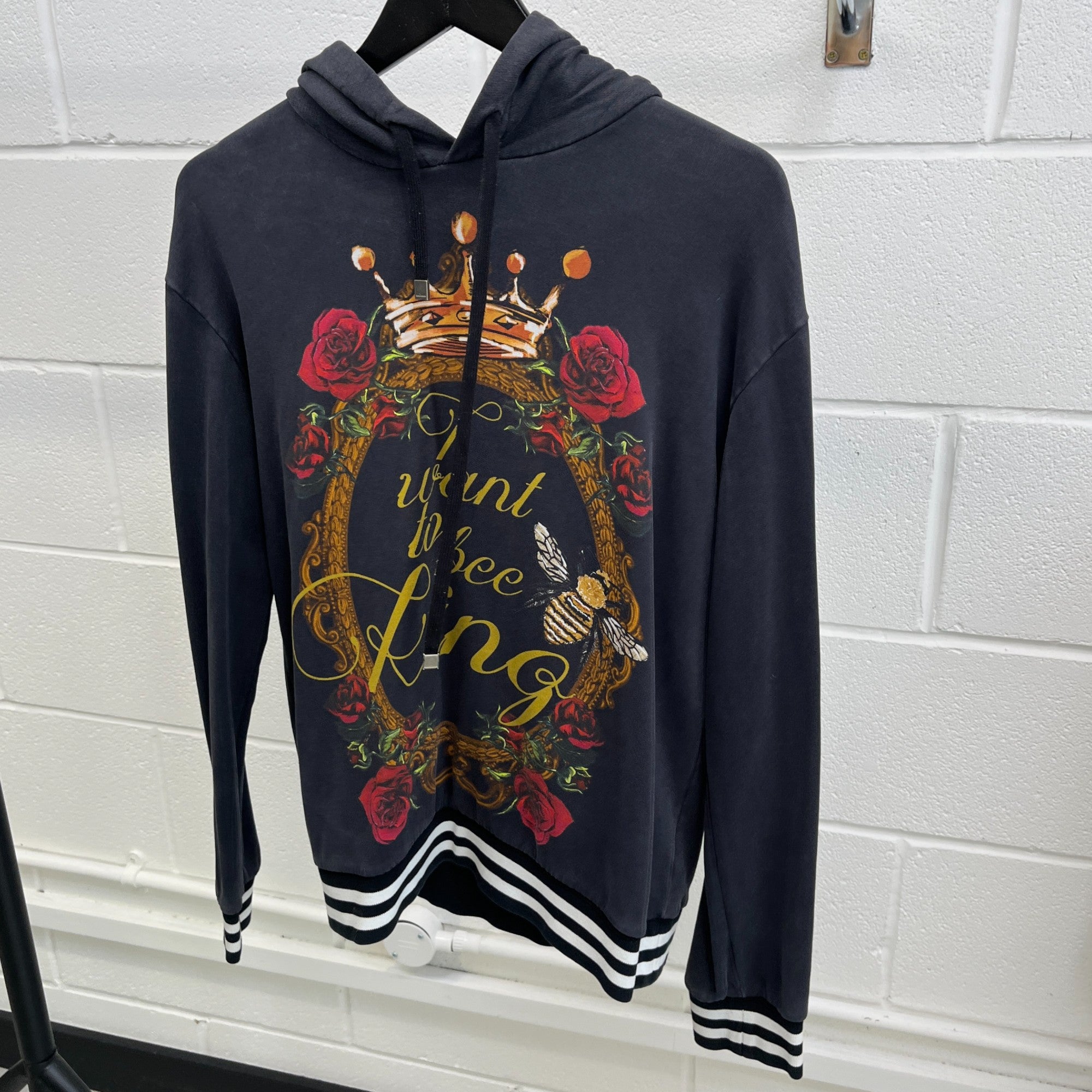 Men's Bee King Hoodie Black Size IT 48 / UK M