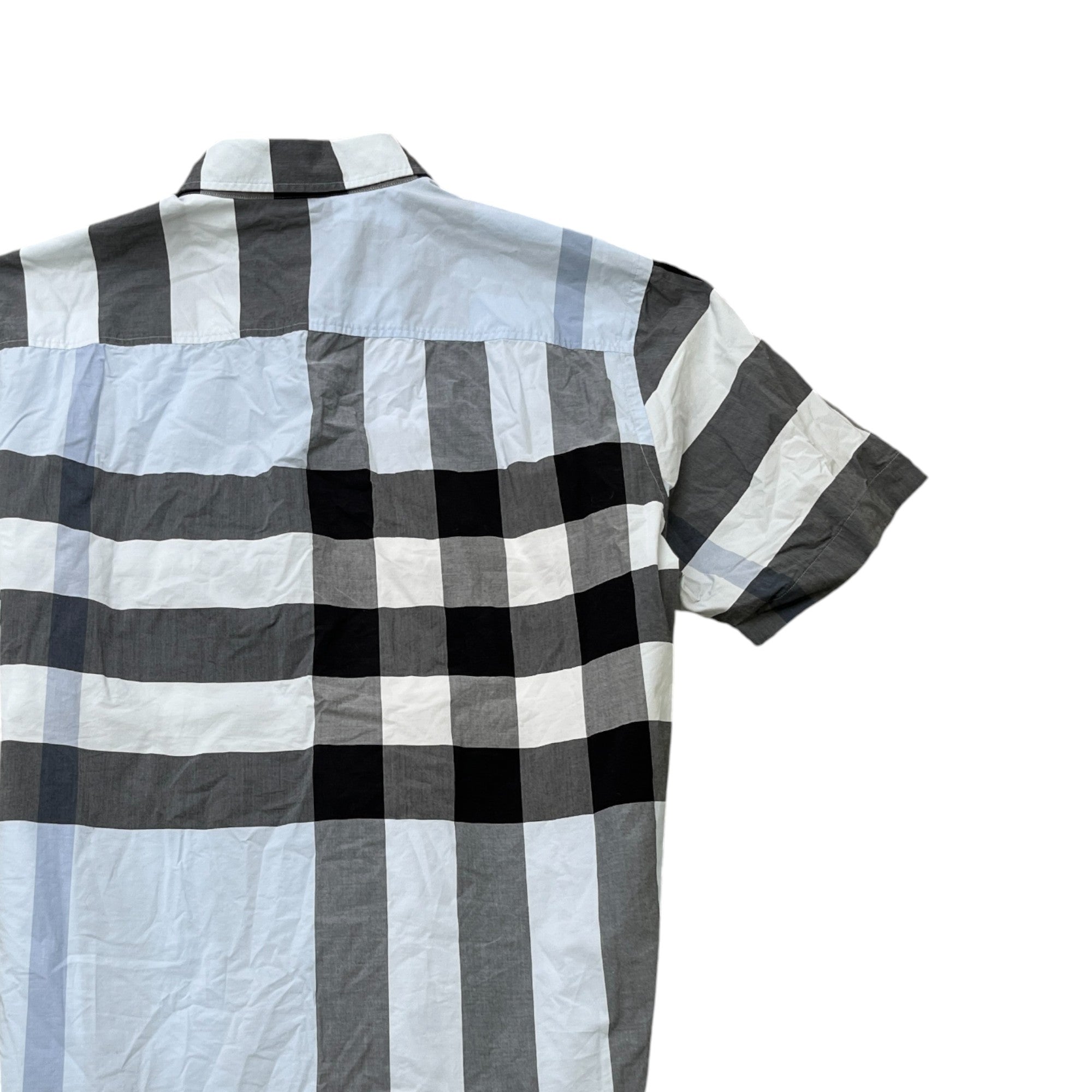 Men's Check Short Sleeve Shirt Blue Size L