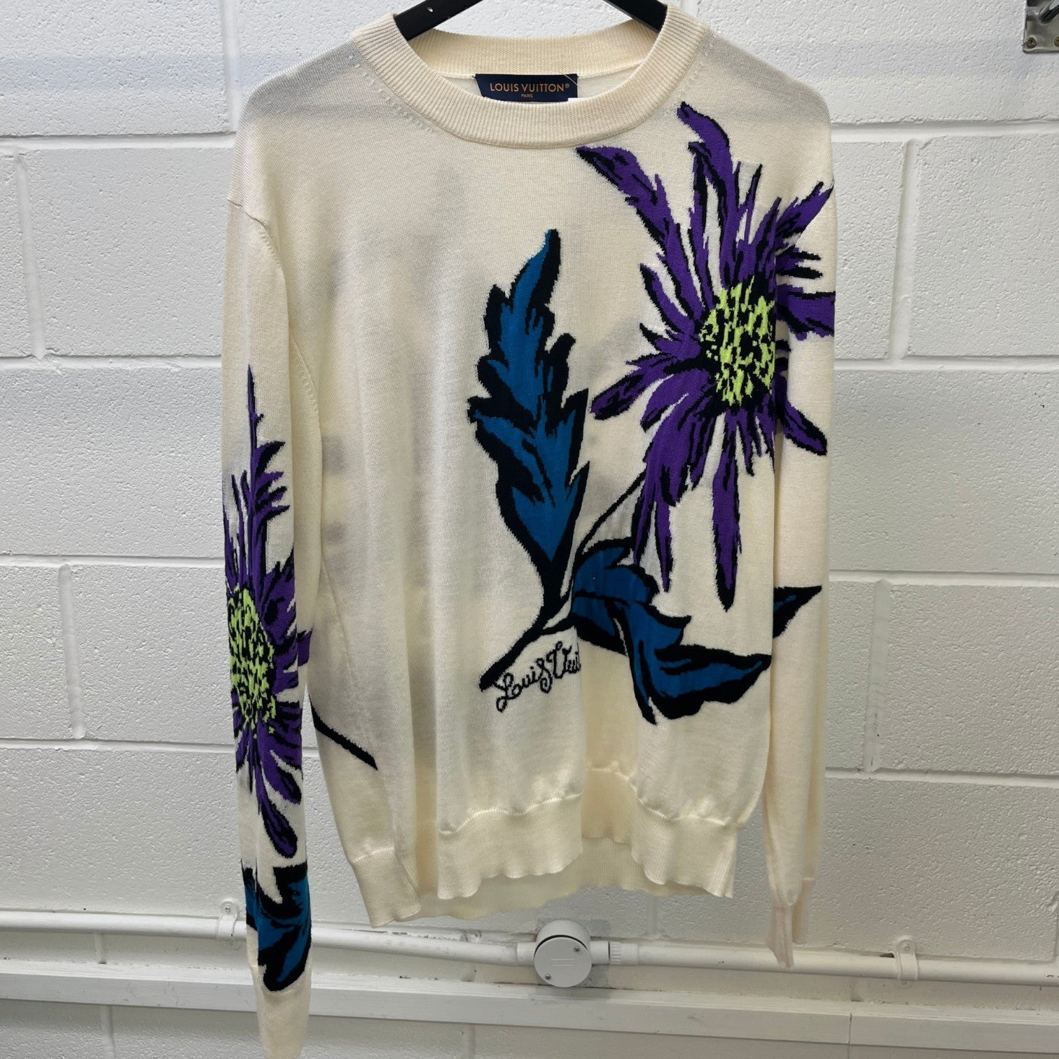 Men's Thistle Intarsia Pullover Jumper Cream Size M
