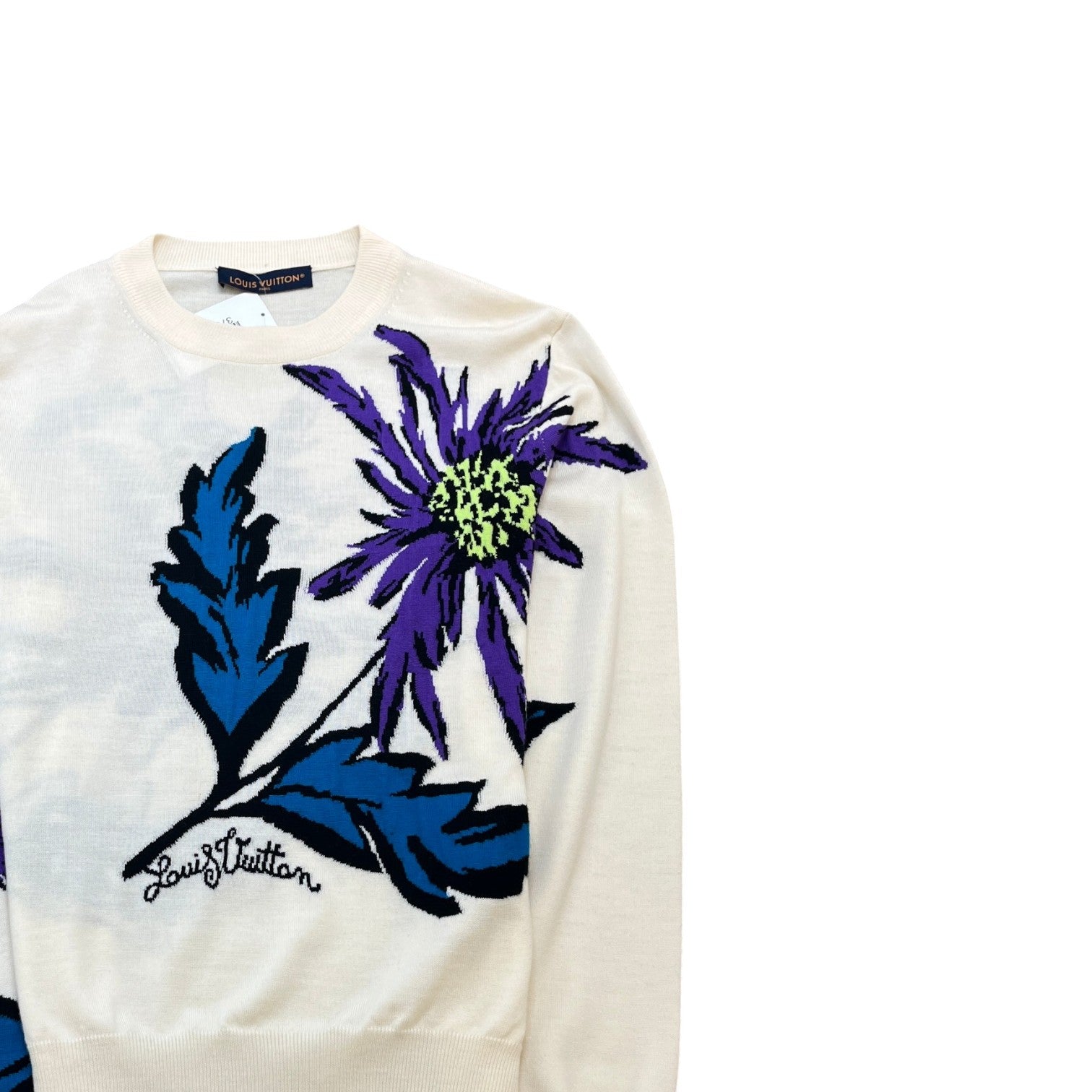Men's Thistle Intarsia Pullover Jumper Cream Size M