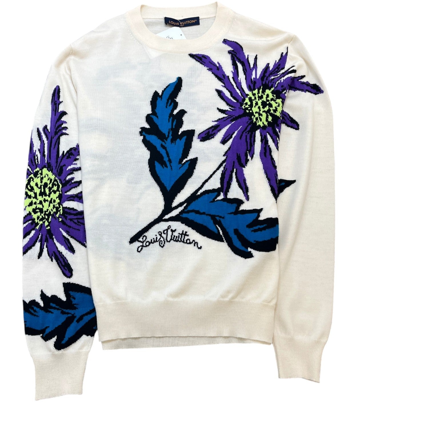 Men's Thistle Intarsia Pullover Jumper Cream Size M