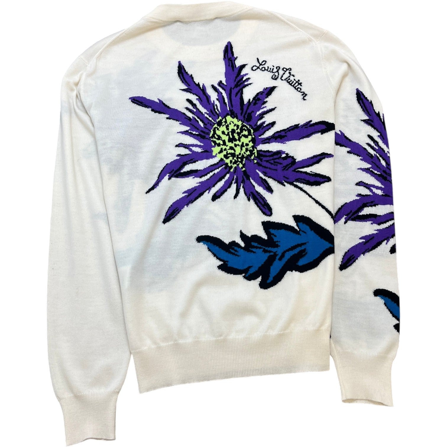 Men's Thistle Intarsia Pullover Jumper Cream Size M