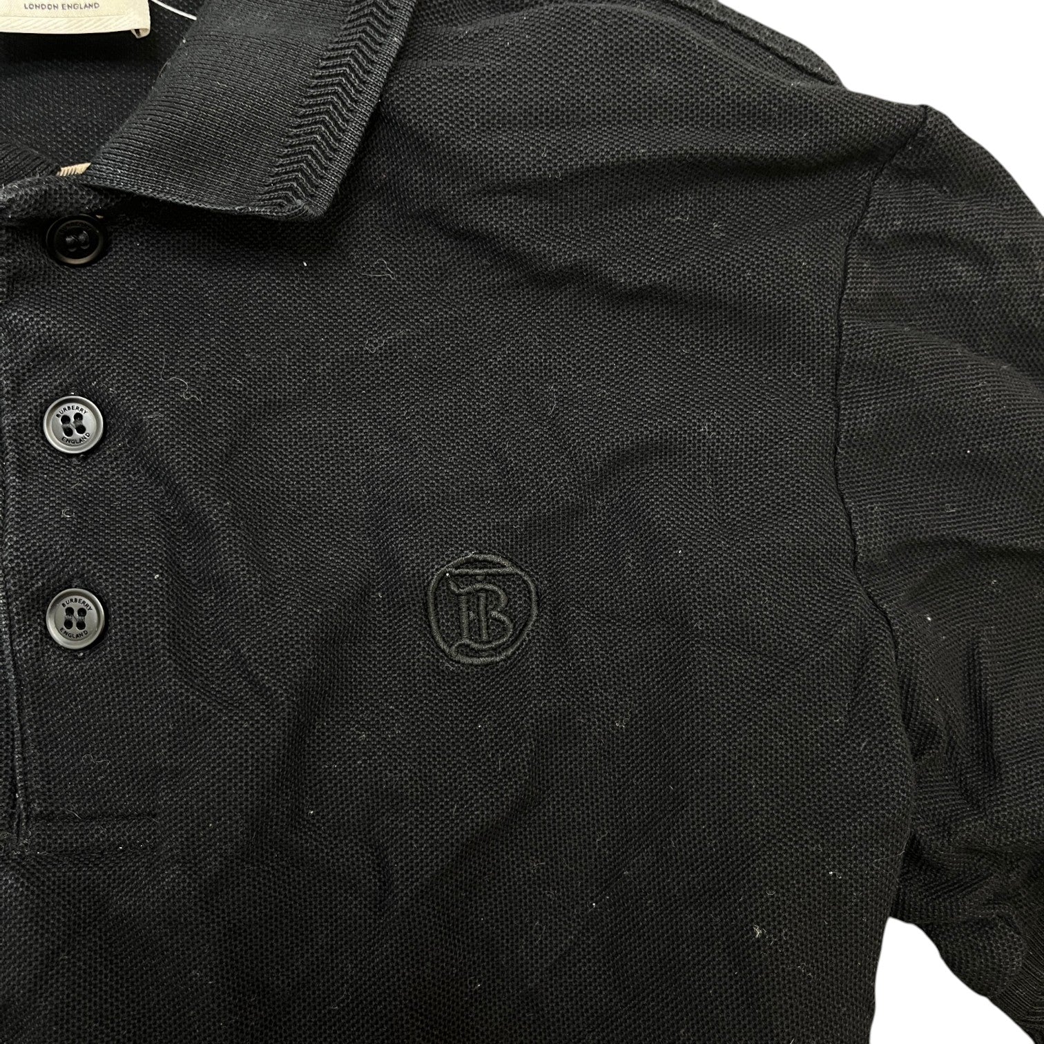 Men's Embroidered Logo Nova Check Polo Shirt Black Size M