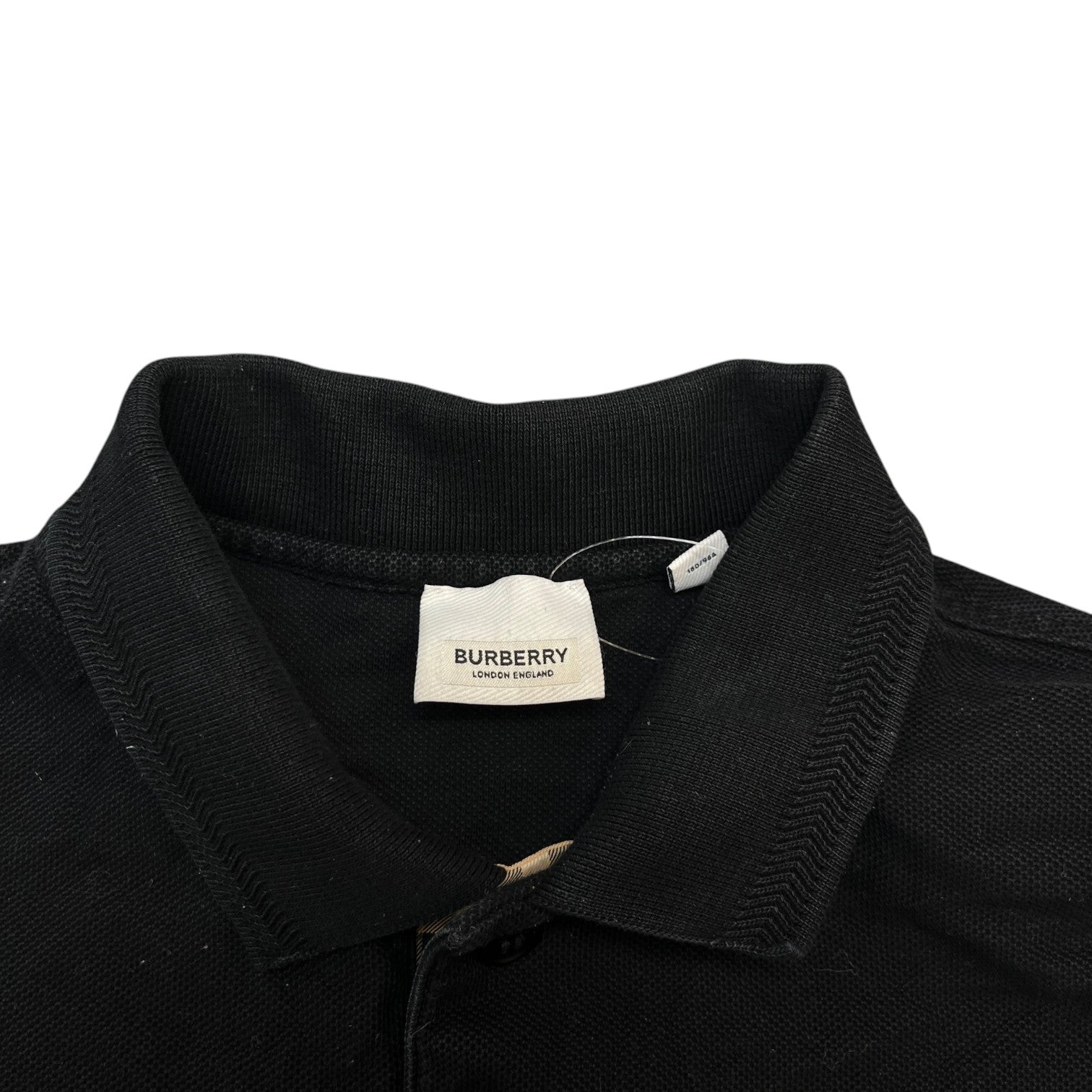 Men's Embroidered Logo Nova Check Polo Shirt Black Size M