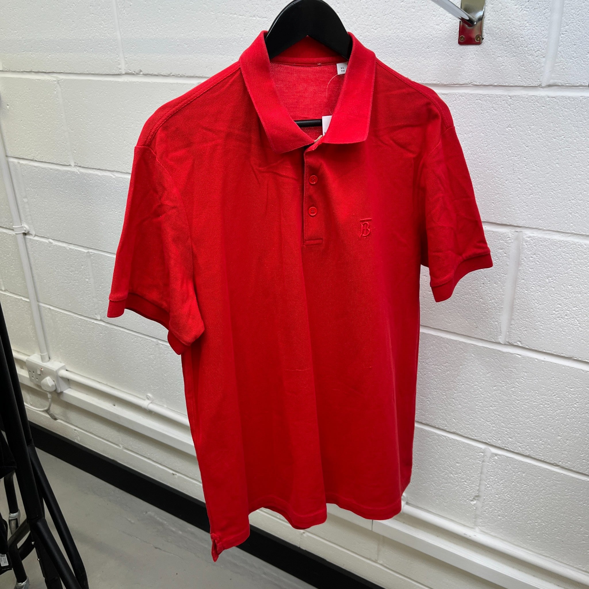 Men's Embroidered Logo Polo Shirt Red Size XL