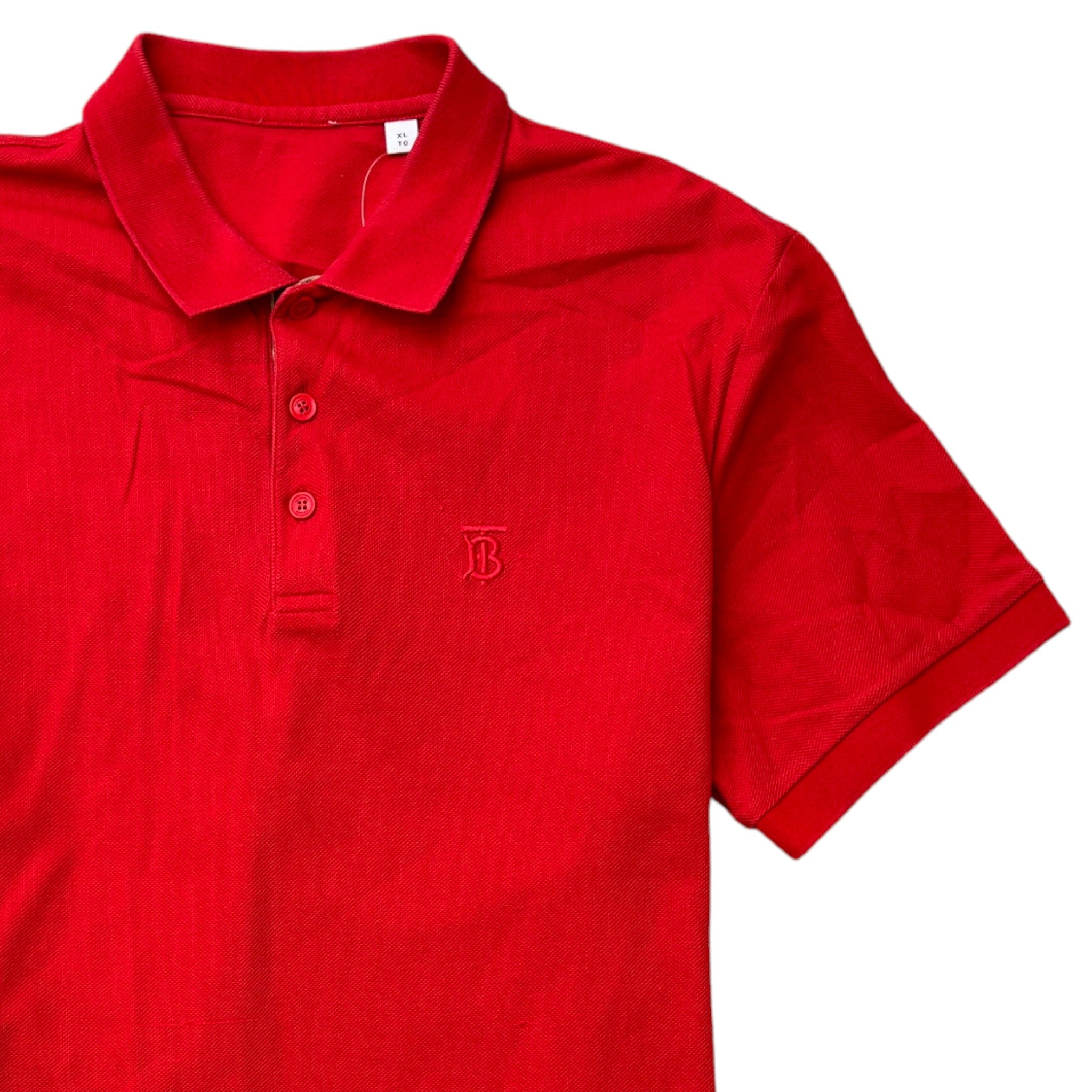 Men's Embroidered Logo Polo Shirt Red Size XL