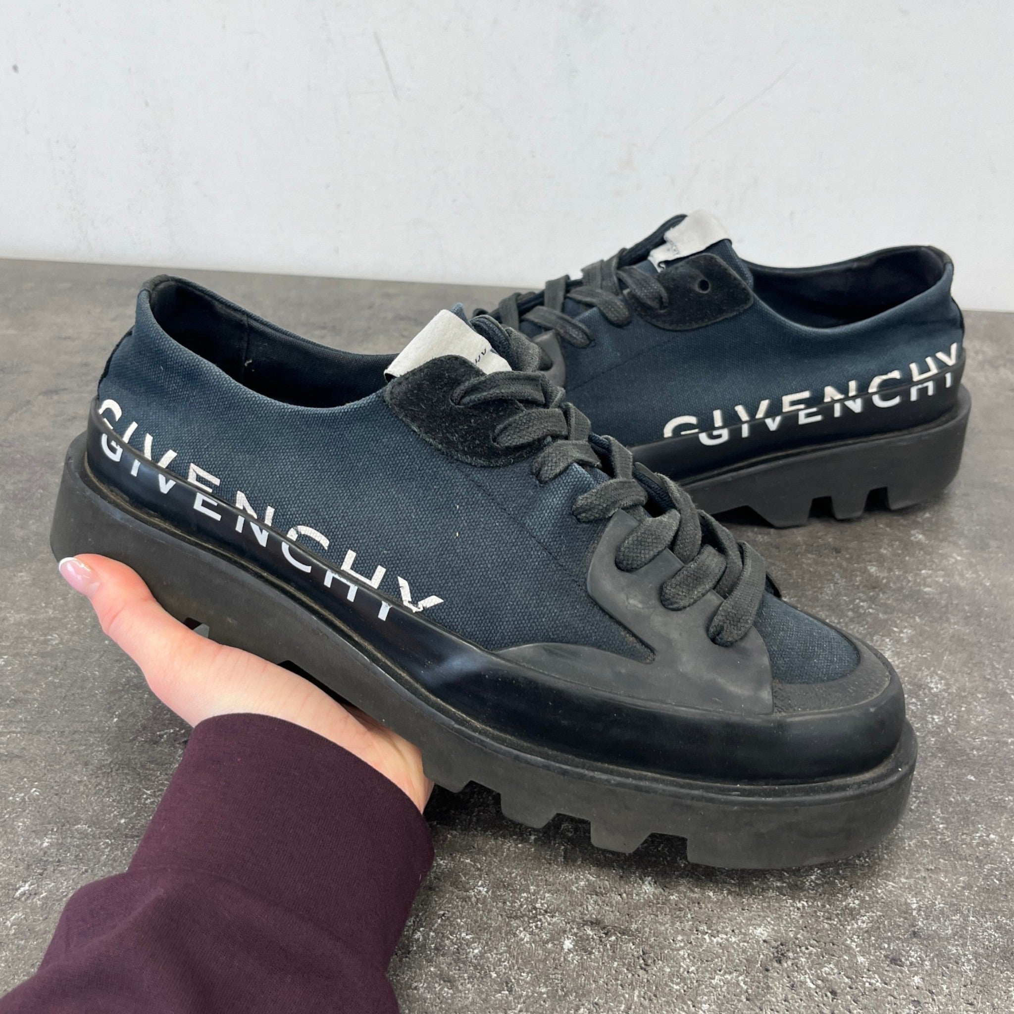 Men's Logo Print Clapham Low Trainers Navy Size EU 43 / UK 9