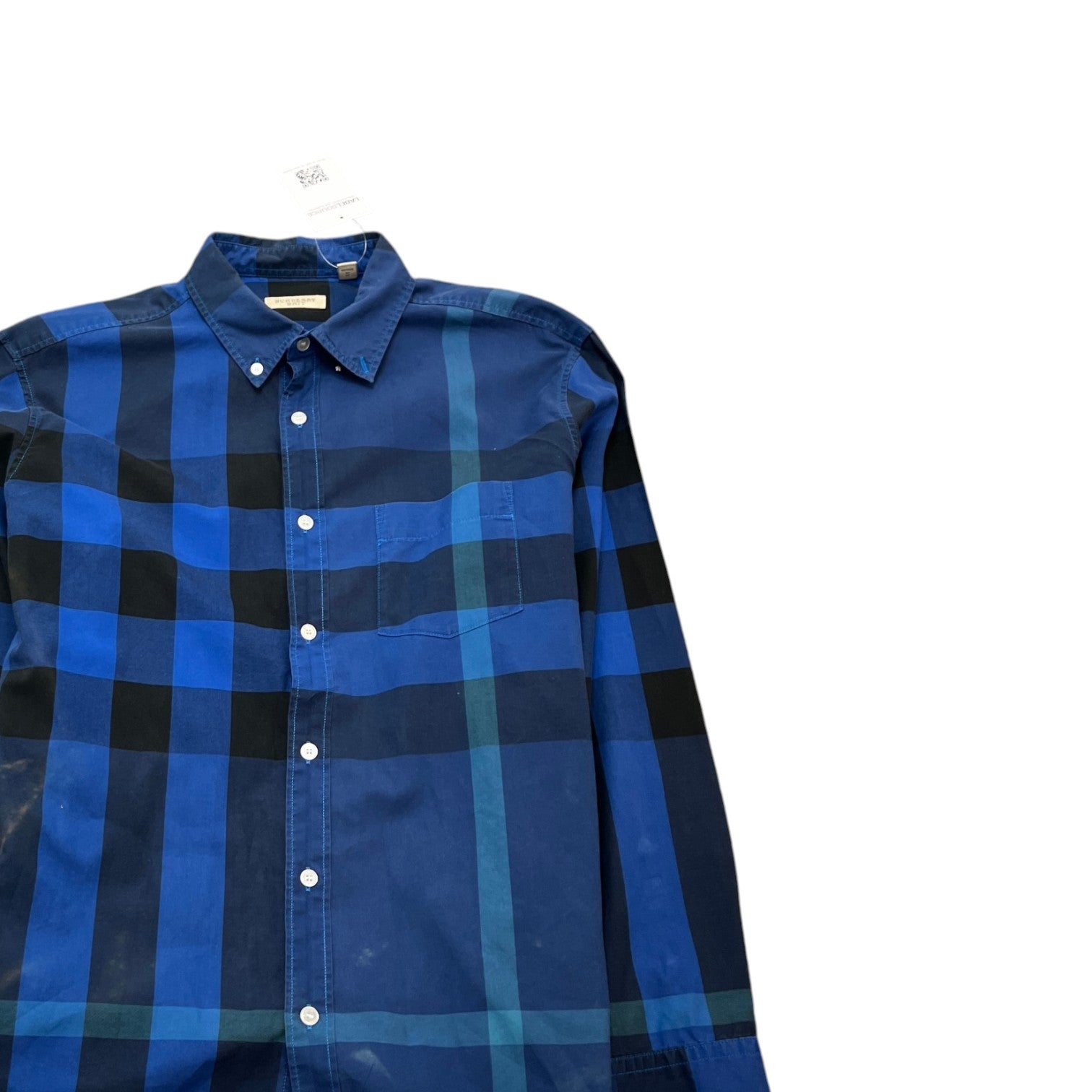 Men's Brit Nova Check Long Sleeve Shirt Blue Size XL