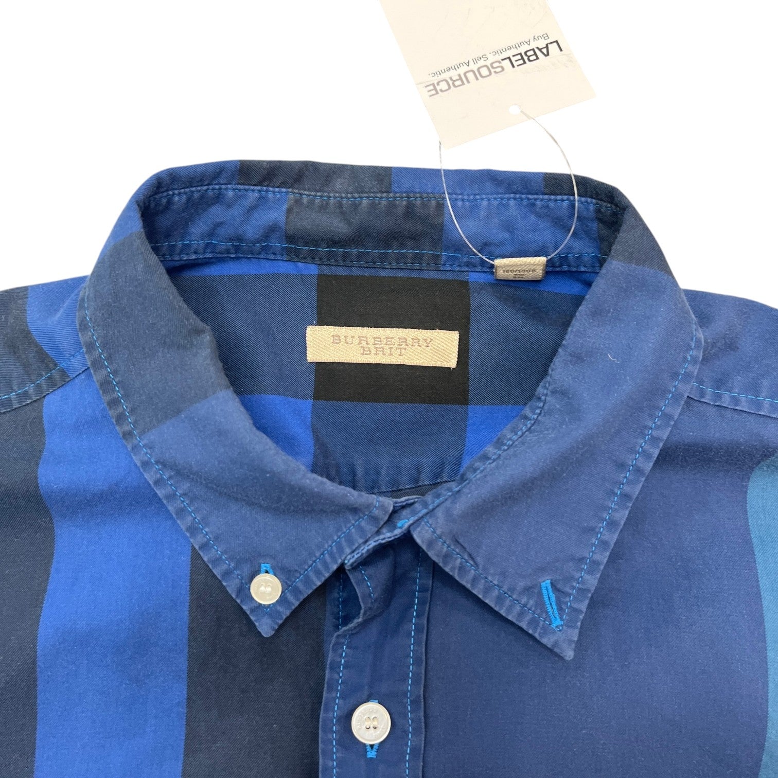 Men's Brit Nova Check Long Sleeve Shirt Blue Size XL