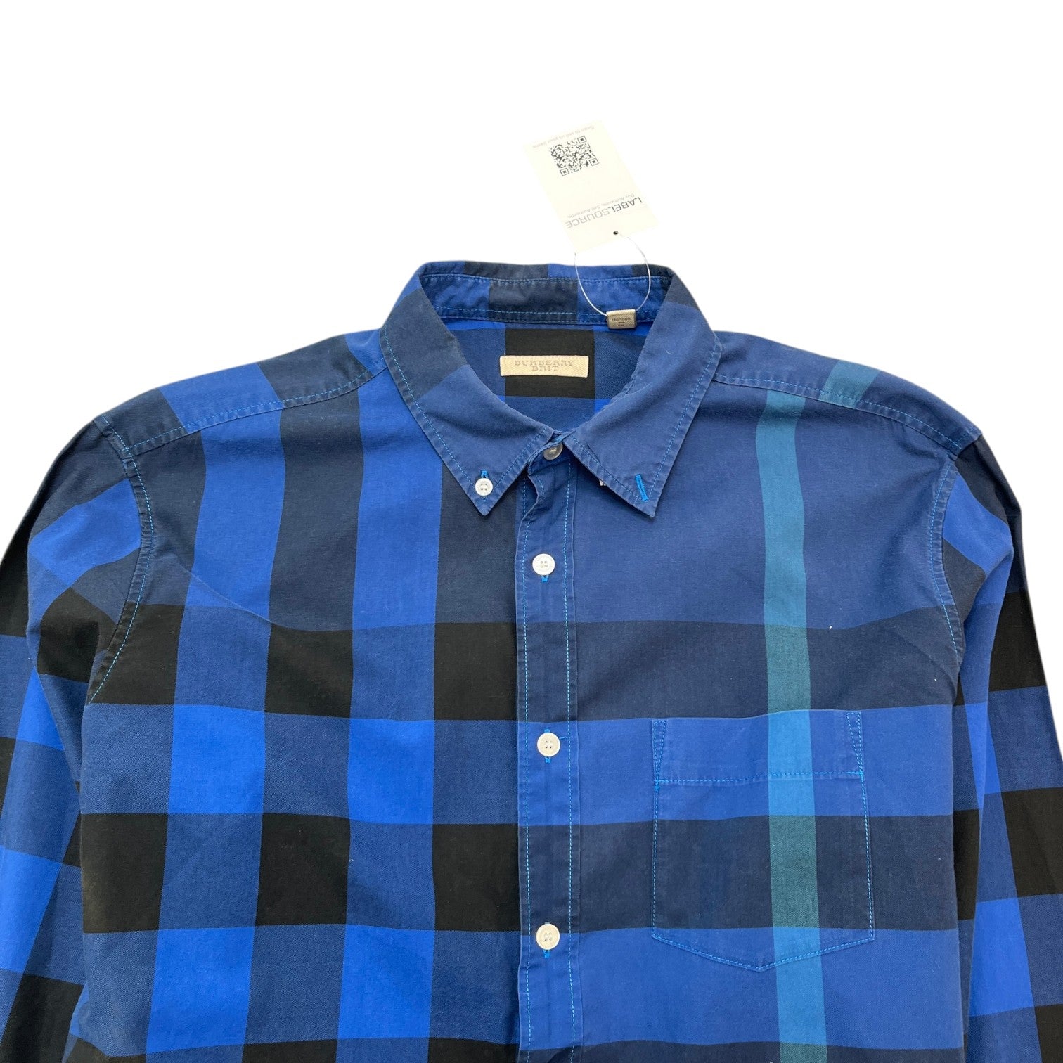 Men's Brit Nova Check Long Sleeve Shirt Blue Size XL