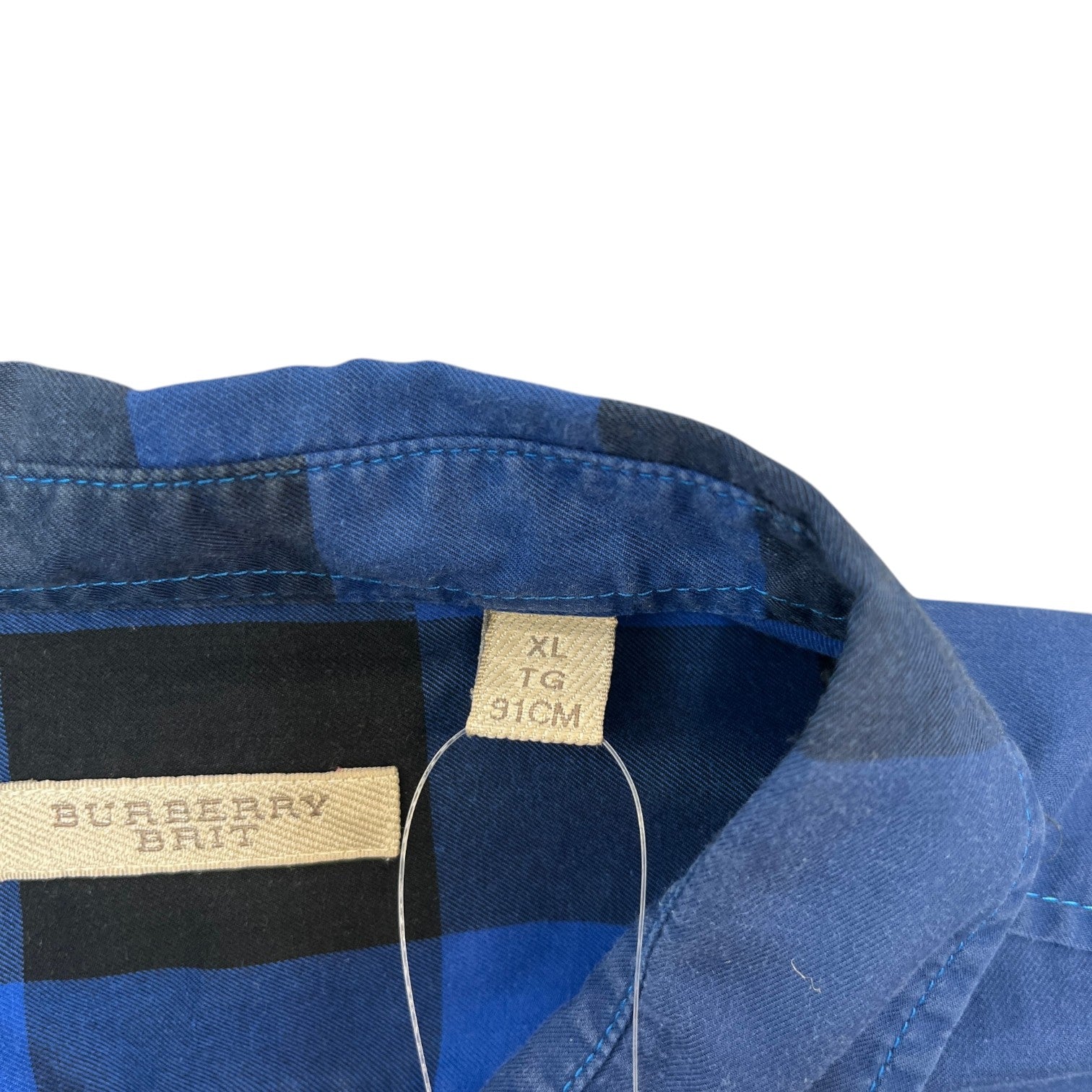 Men's Brit Nova Check Long Sleeve Shirt Blue Size XL