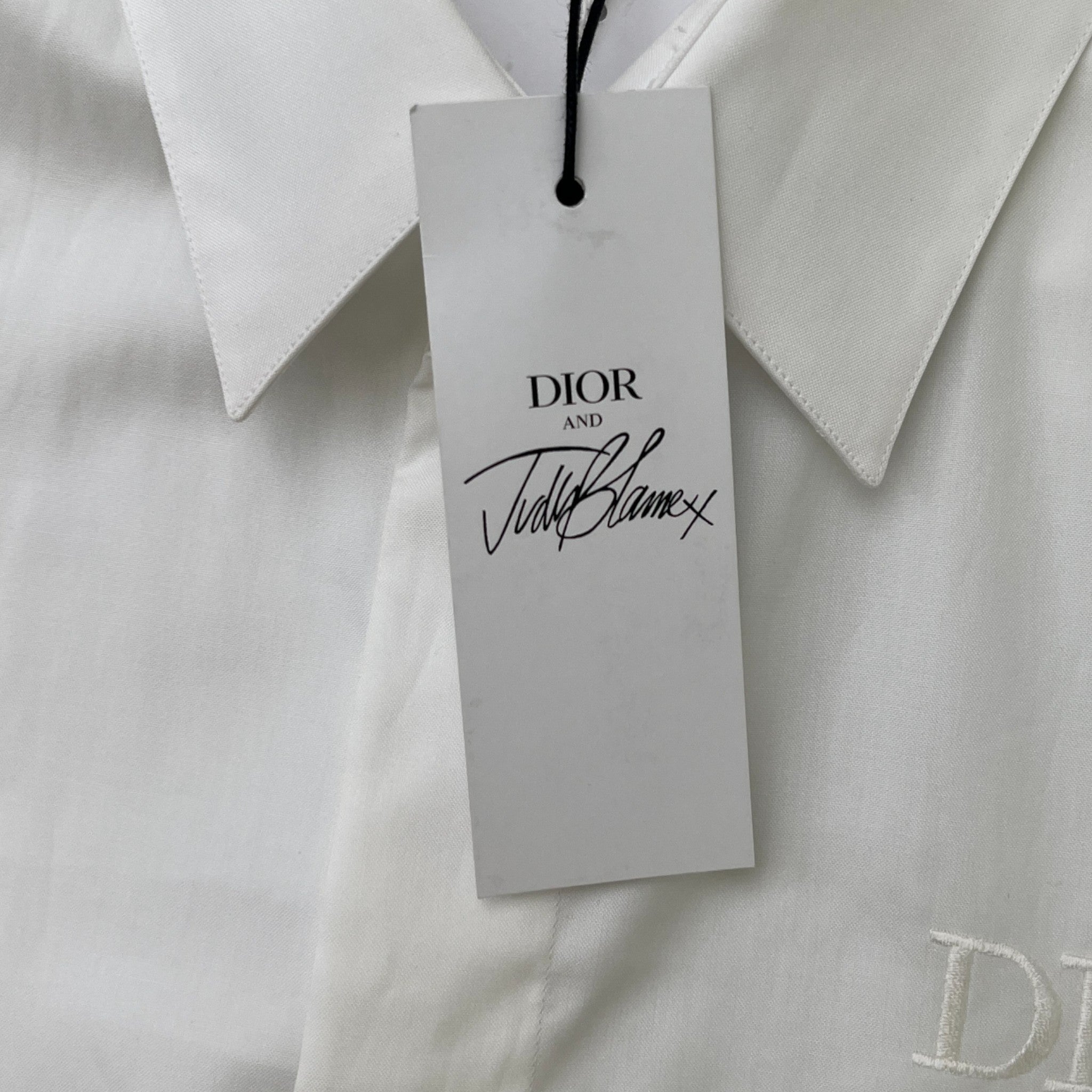 Men's X Judy Blame Poplin Embroidered Logo Long Sleeve Shirt White Size L