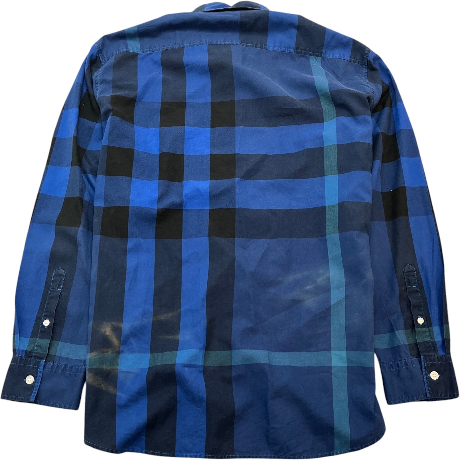 Men's Brit Nova Check Long Sleeve Shirt Blue Size XL