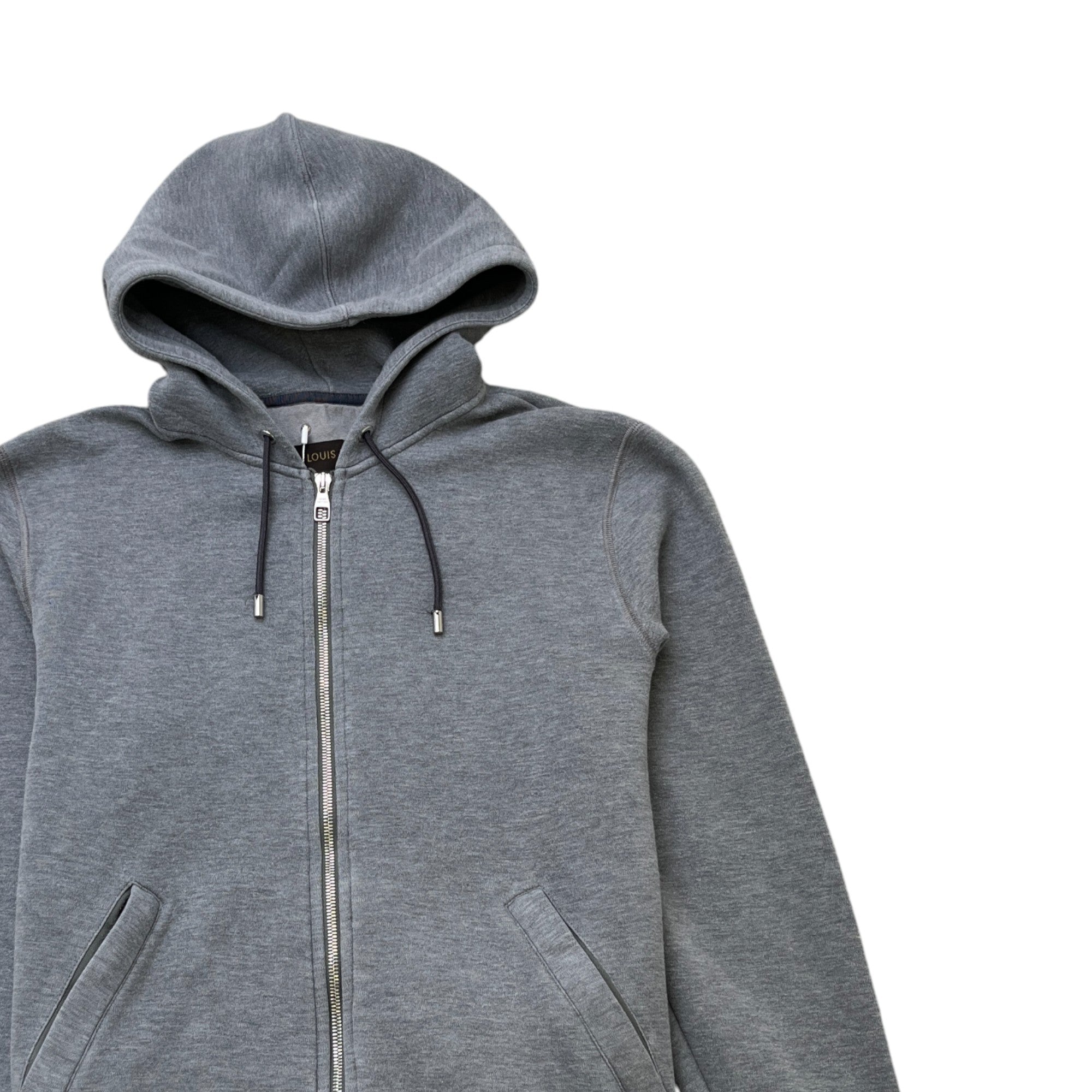 Men's Zip Up Logo Hoodie Grey Size M