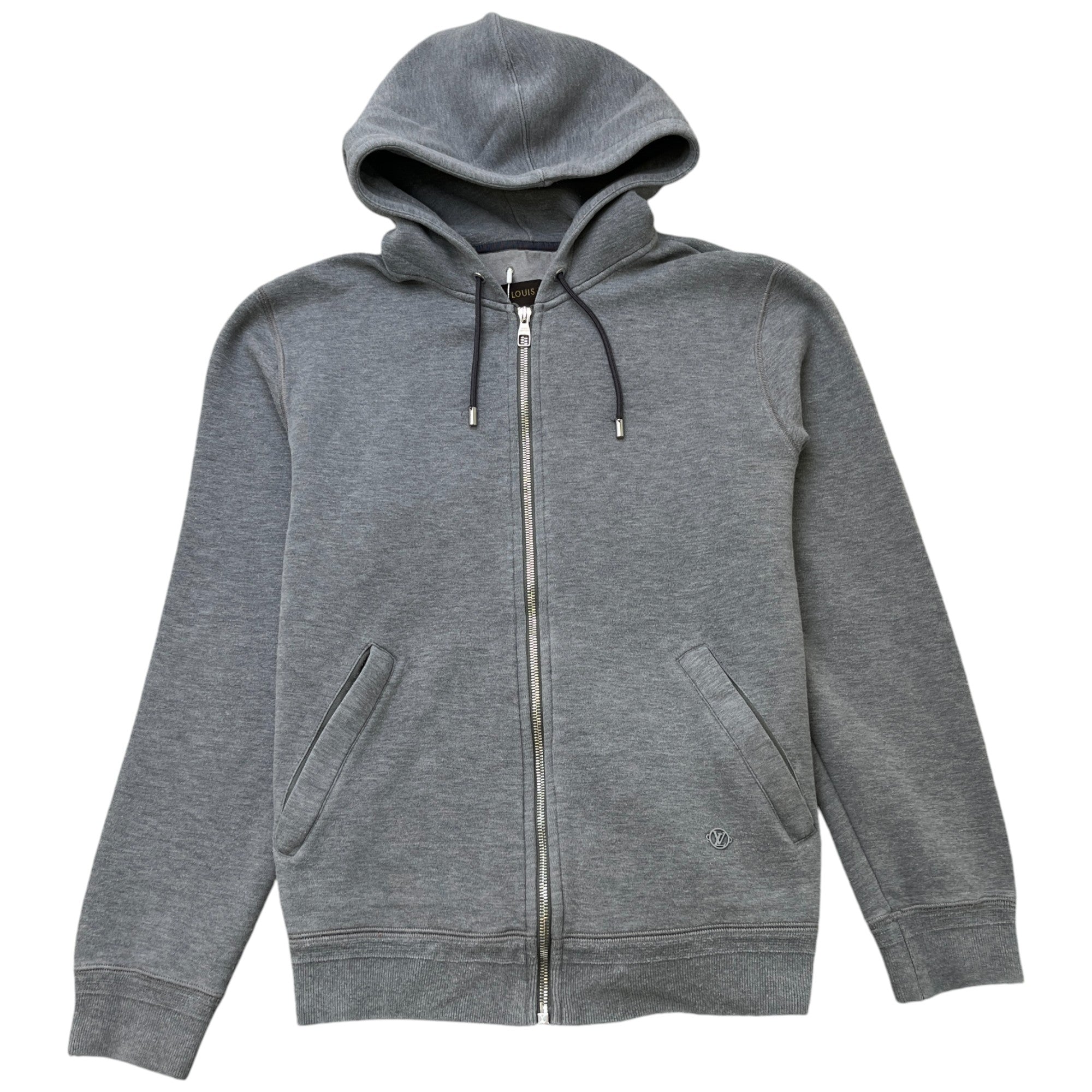 Men's Zip Up Logo Hoodie Grey Size M