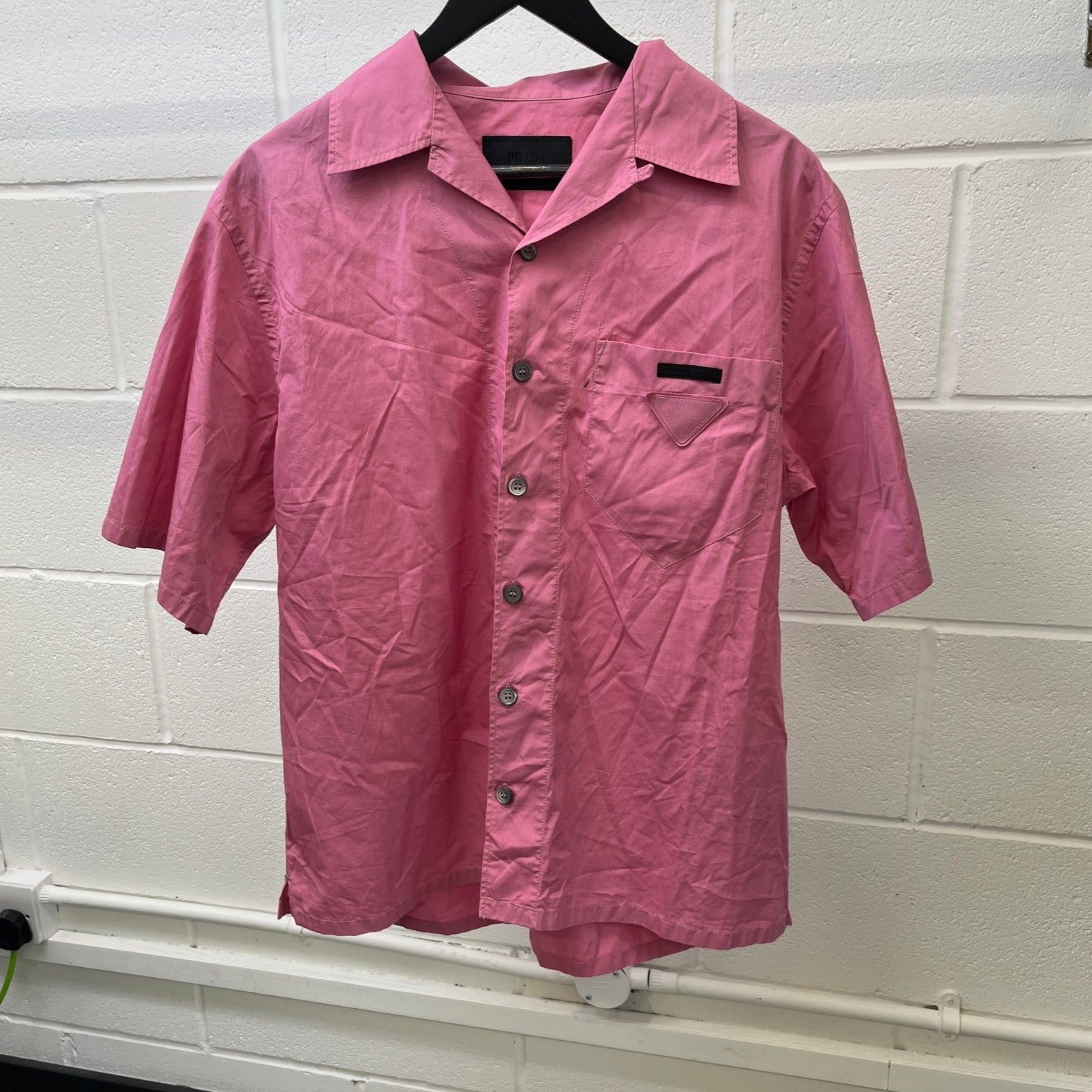 Men's Bowling Short Sleeve Shirt Pink Size M