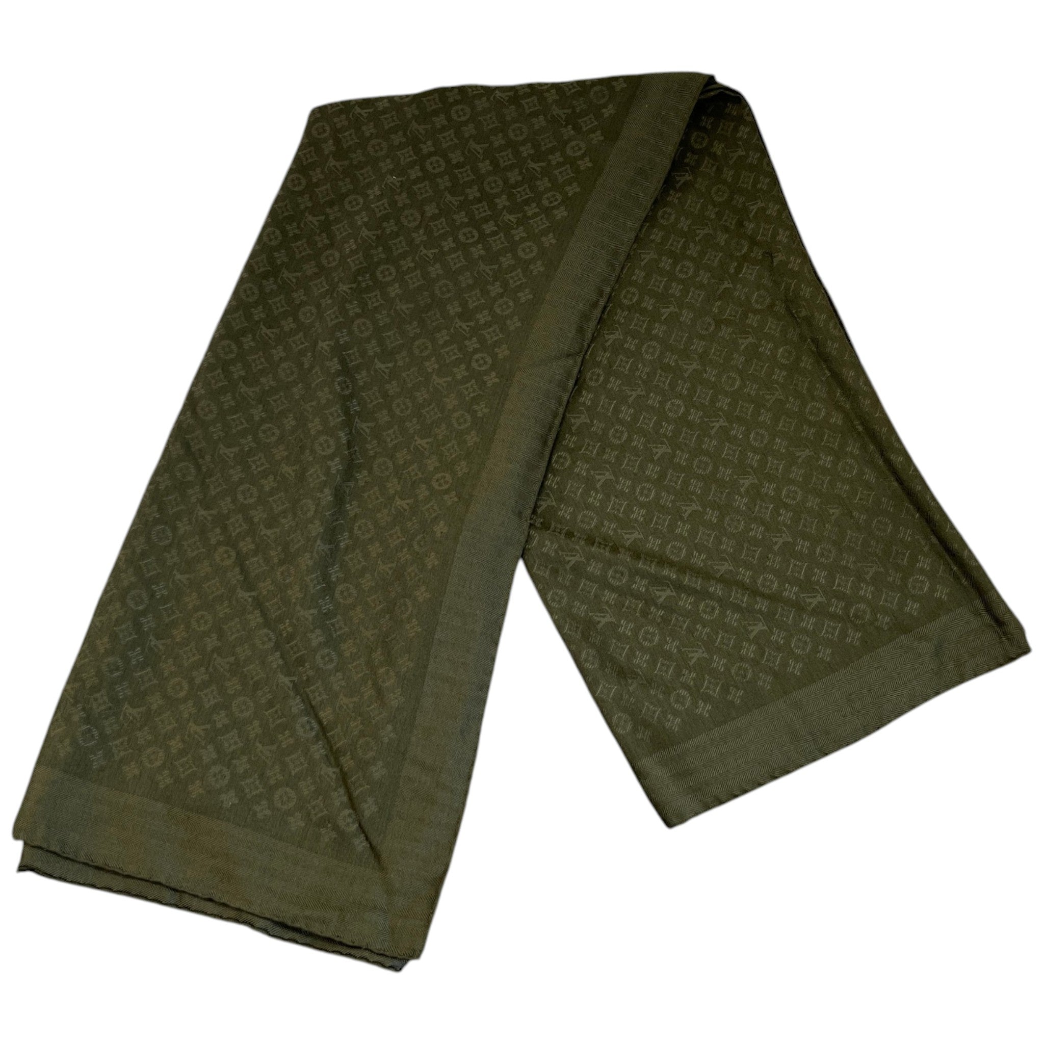Women's Monogram Silk Scarf Khaki