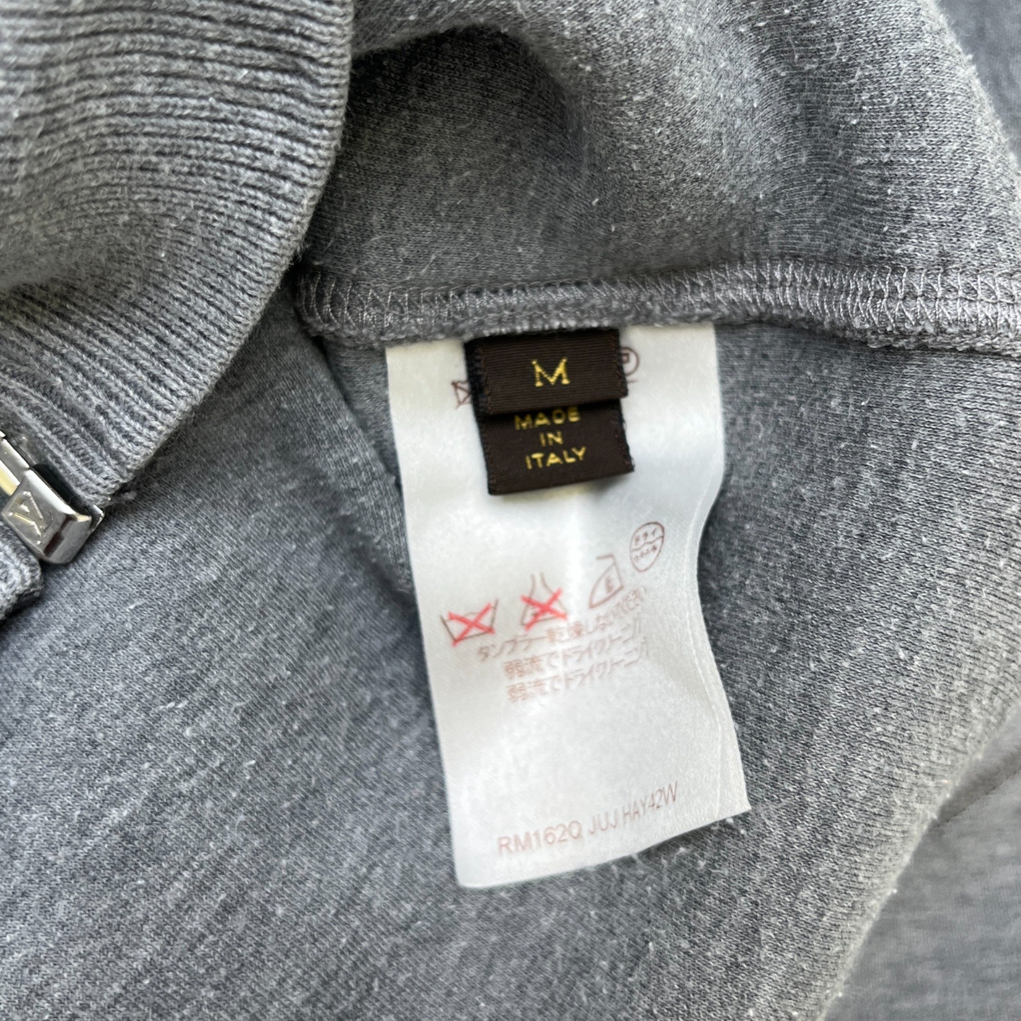 Men's Zip Up Logo Hoodie Grey Size M