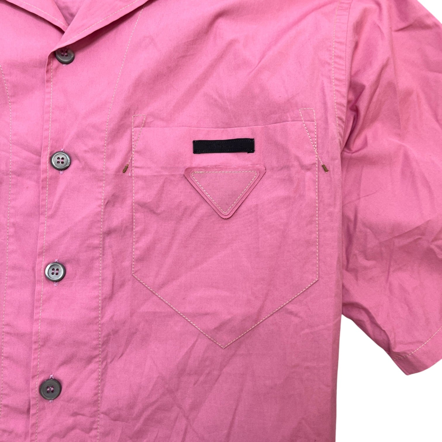 Men's Bowling Short Sleeve Shirt Pink Size M