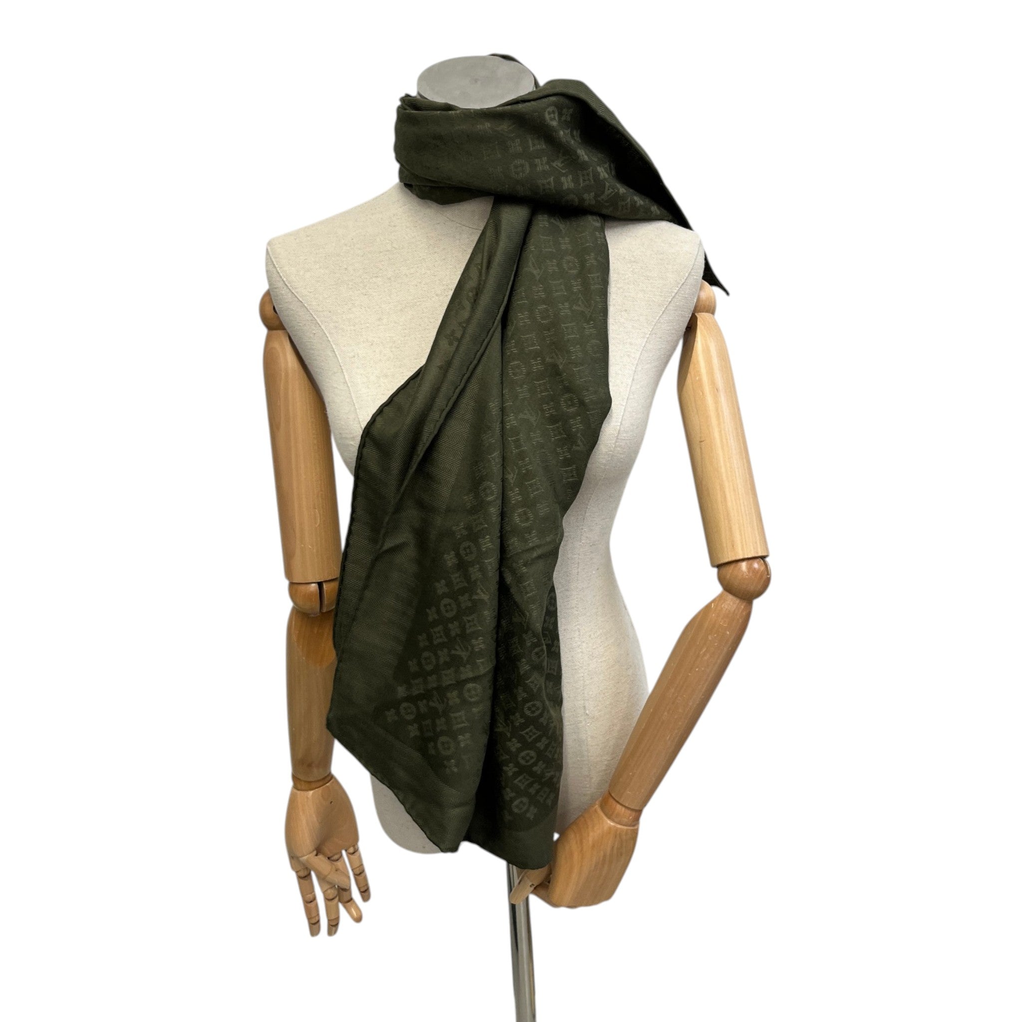 Women's Monogram Silk Scarf Khaki