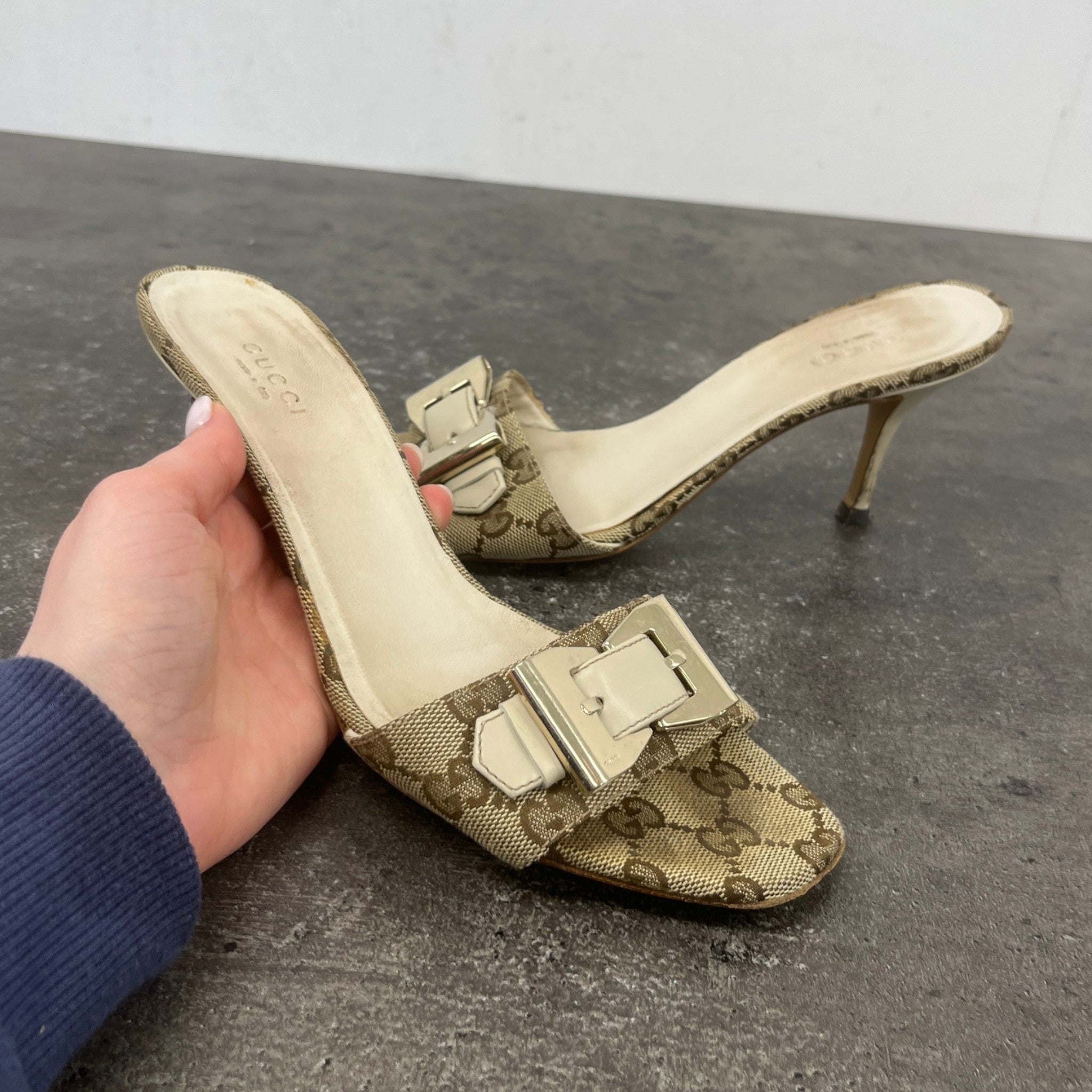 Women's Gg Supreme Heels Beige Size EU 38 / UK 5